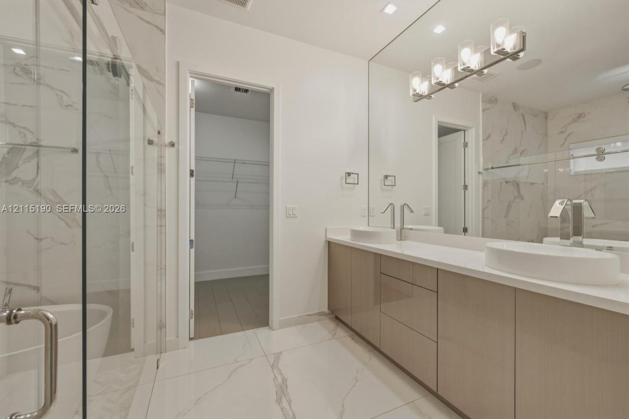 Bathroom with double vanity.