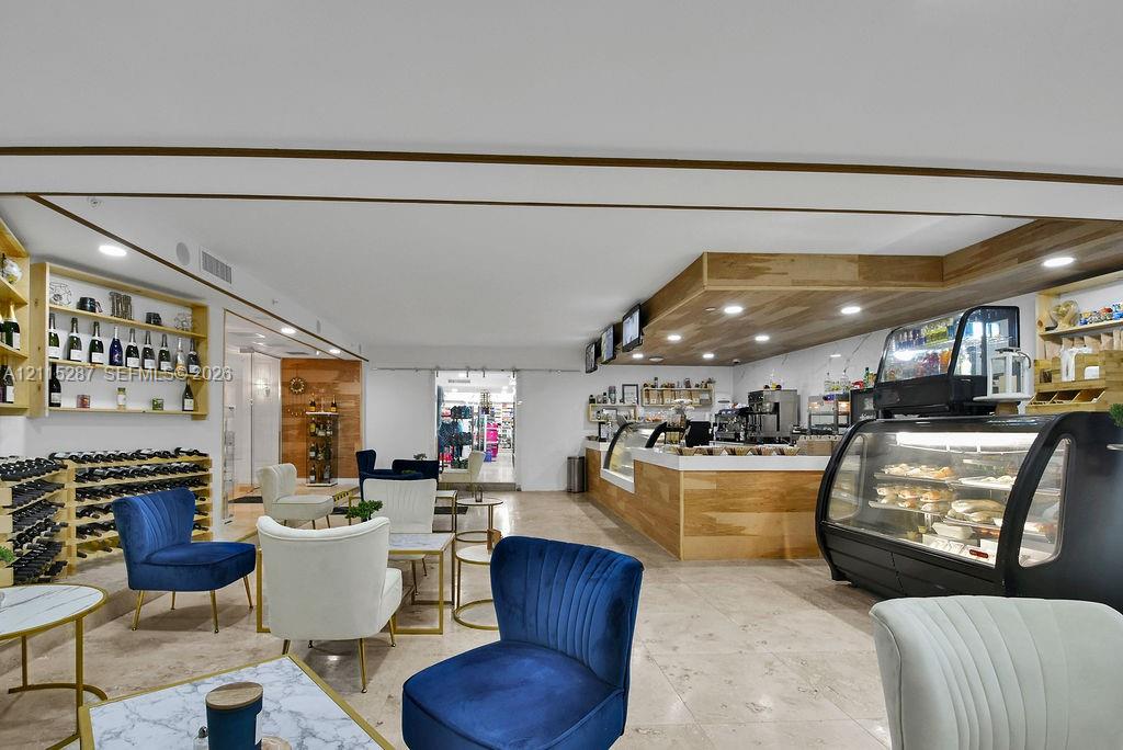 Wine shoppe, coffee shop, sandwich and desert shop.