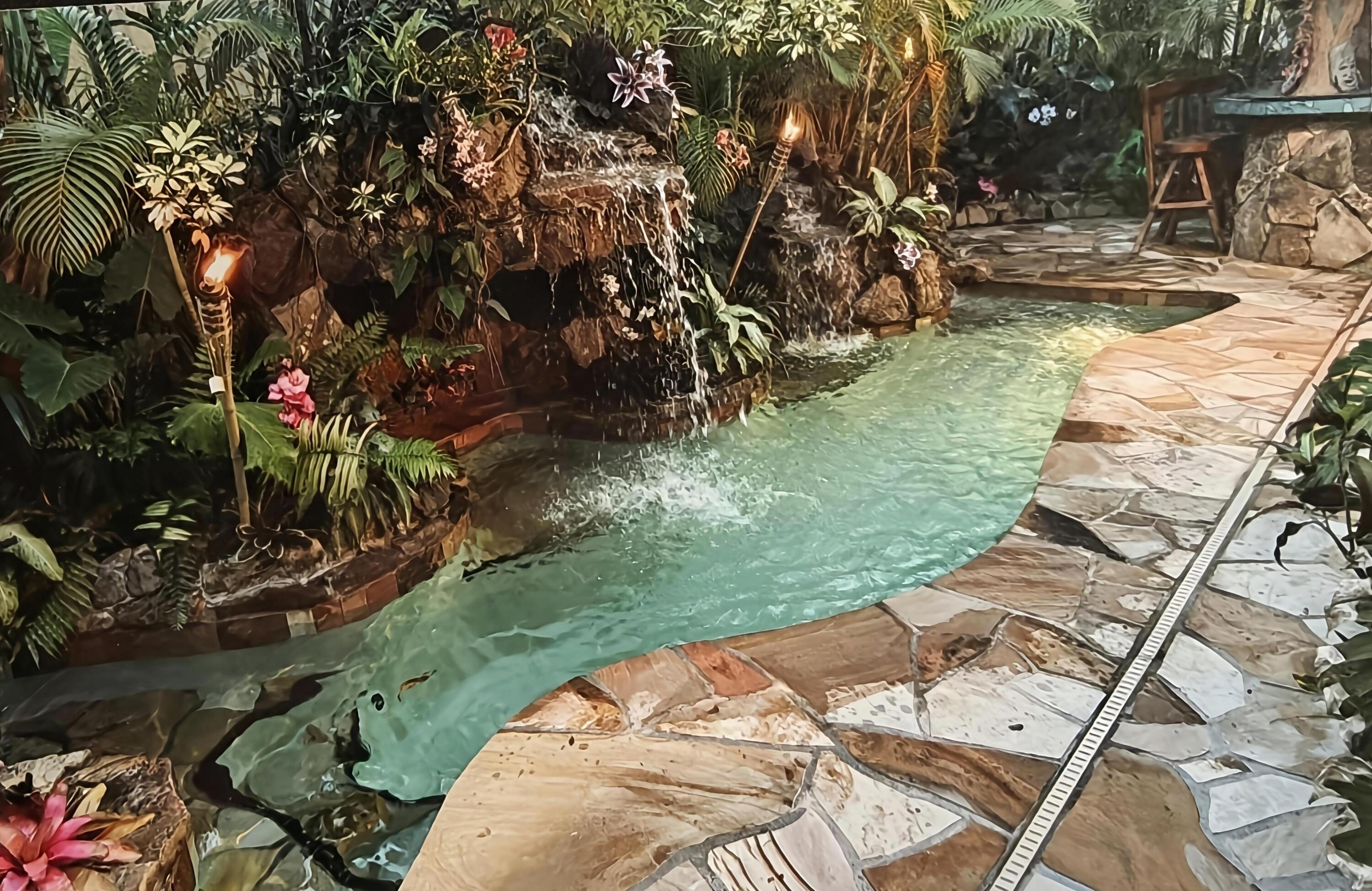 waterfall pool led night lit waterfall pool led night lit