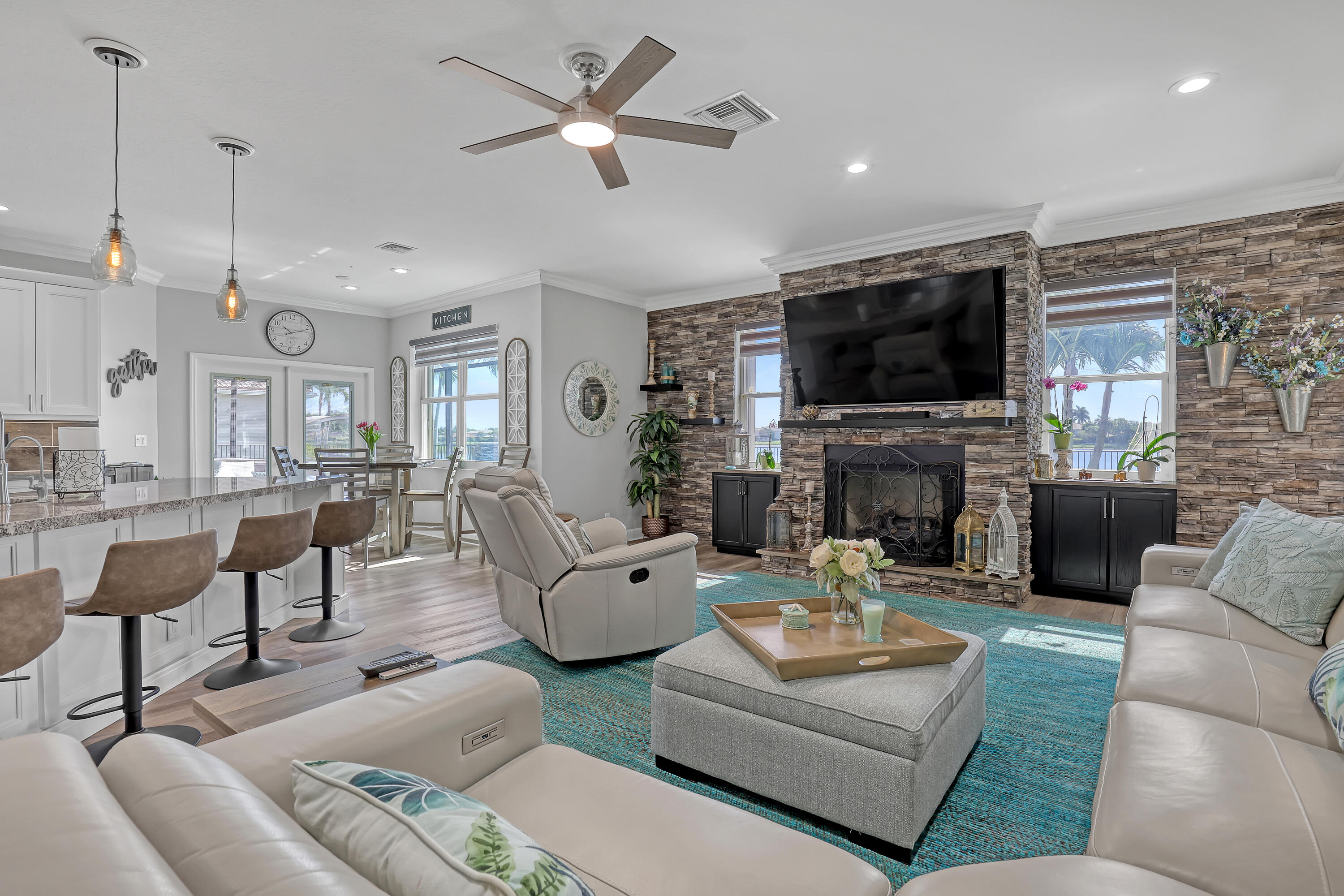 Open floor plan (fireplace for decor)