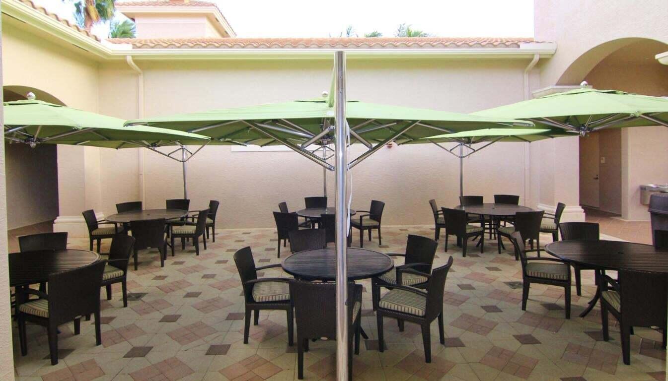 umbrellas outside eating