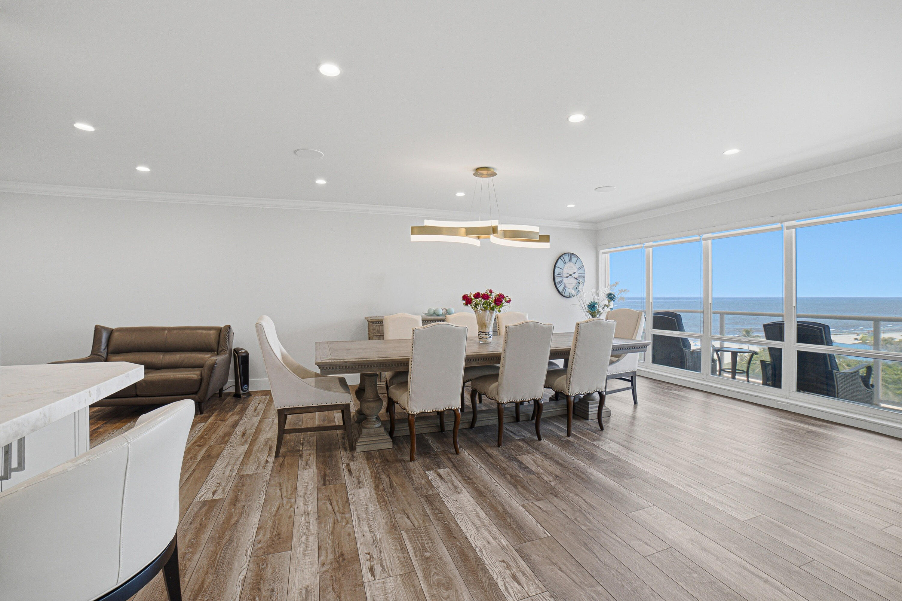 Open layout, dining table seats ten comfortably Open layout, dining table seats ten comfortably