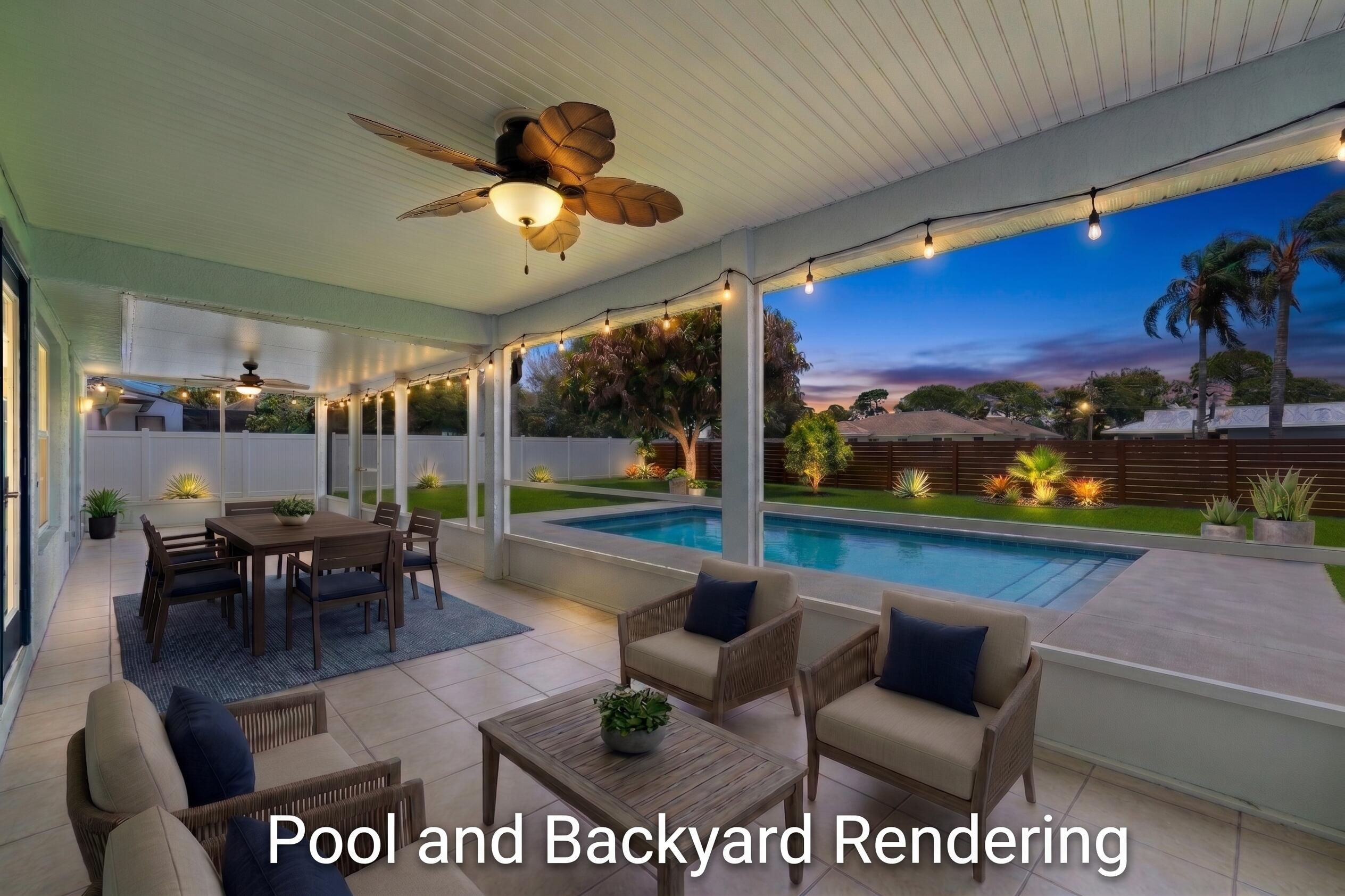 Pool and Backyard v3 dusk