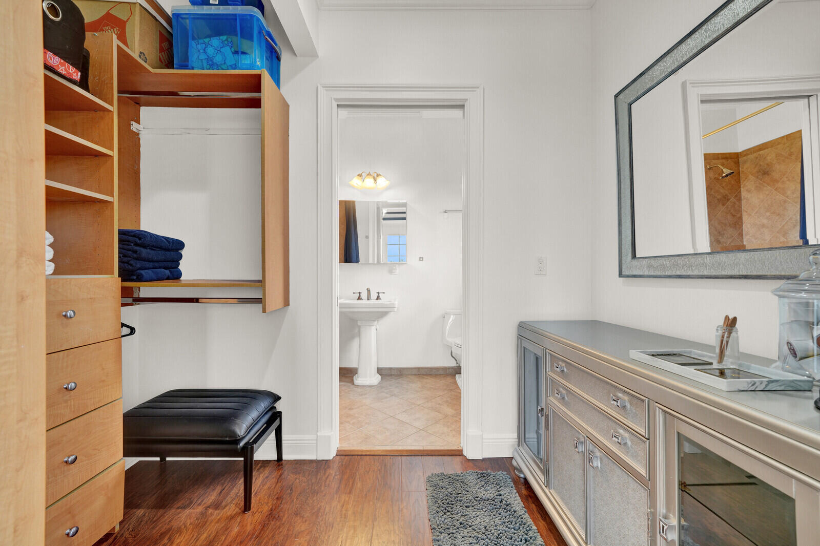 Wood-finish flooring throughout