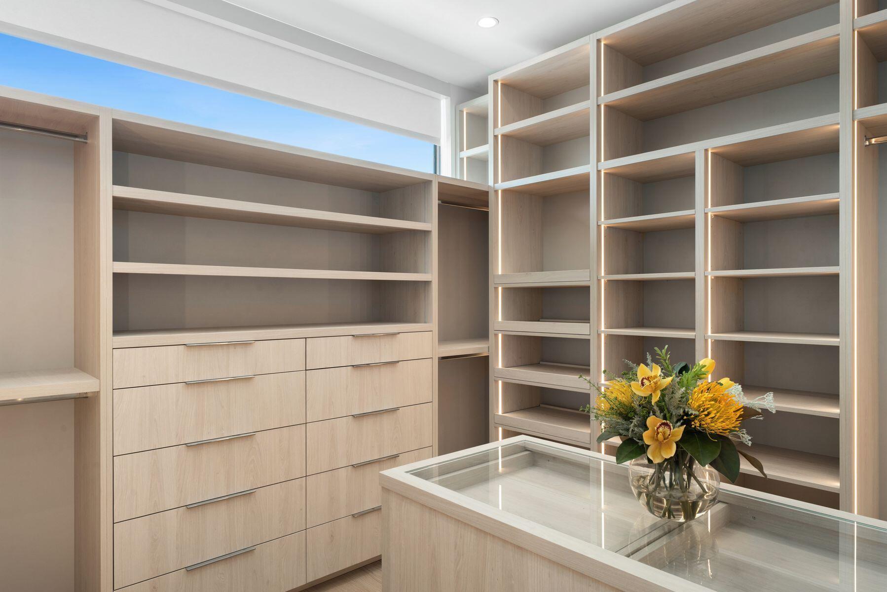 Expansive Designer-Lit Walk-In Closet