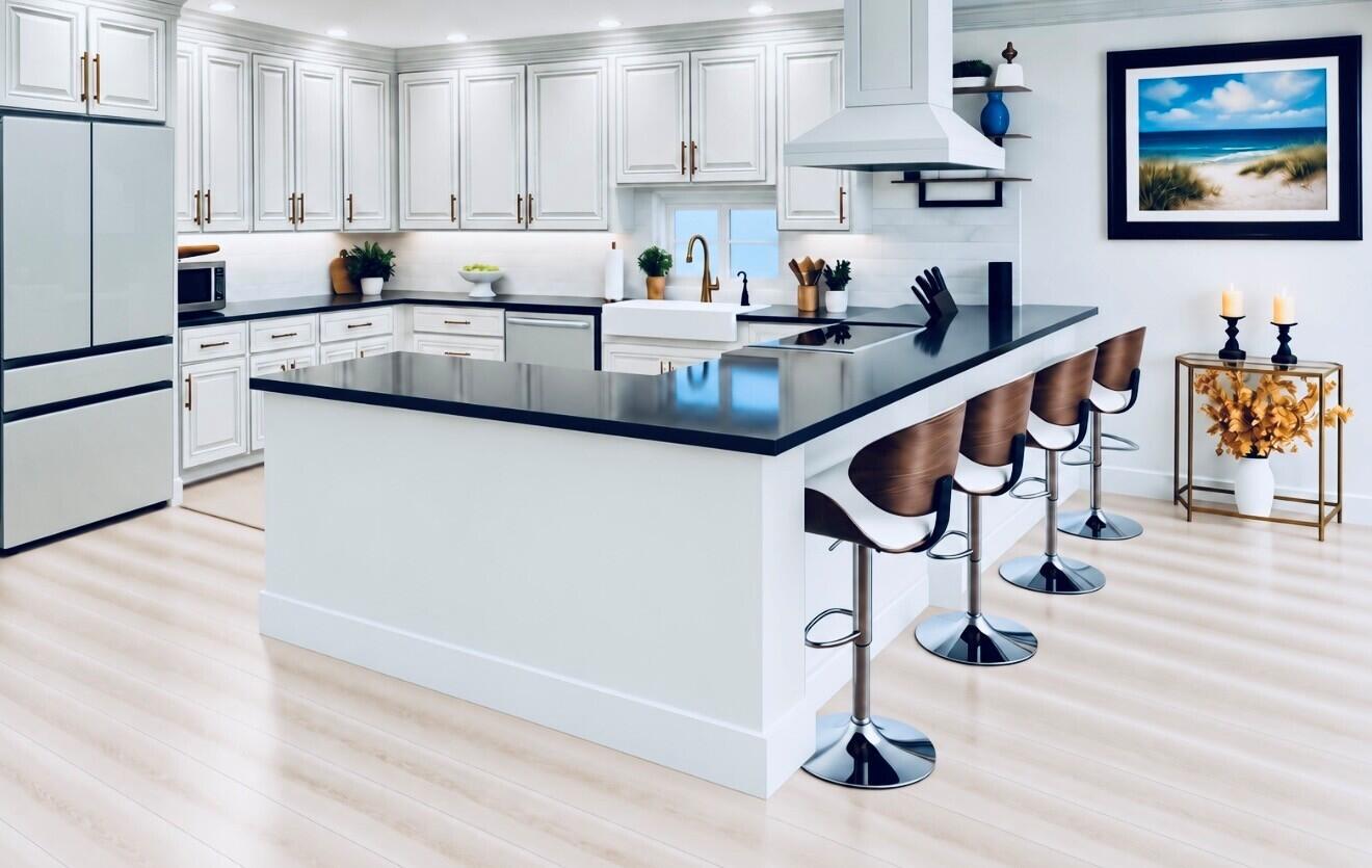 A bright remodeled kitchen, inviting space perfect for the morning coffee, family meals and entertaining.