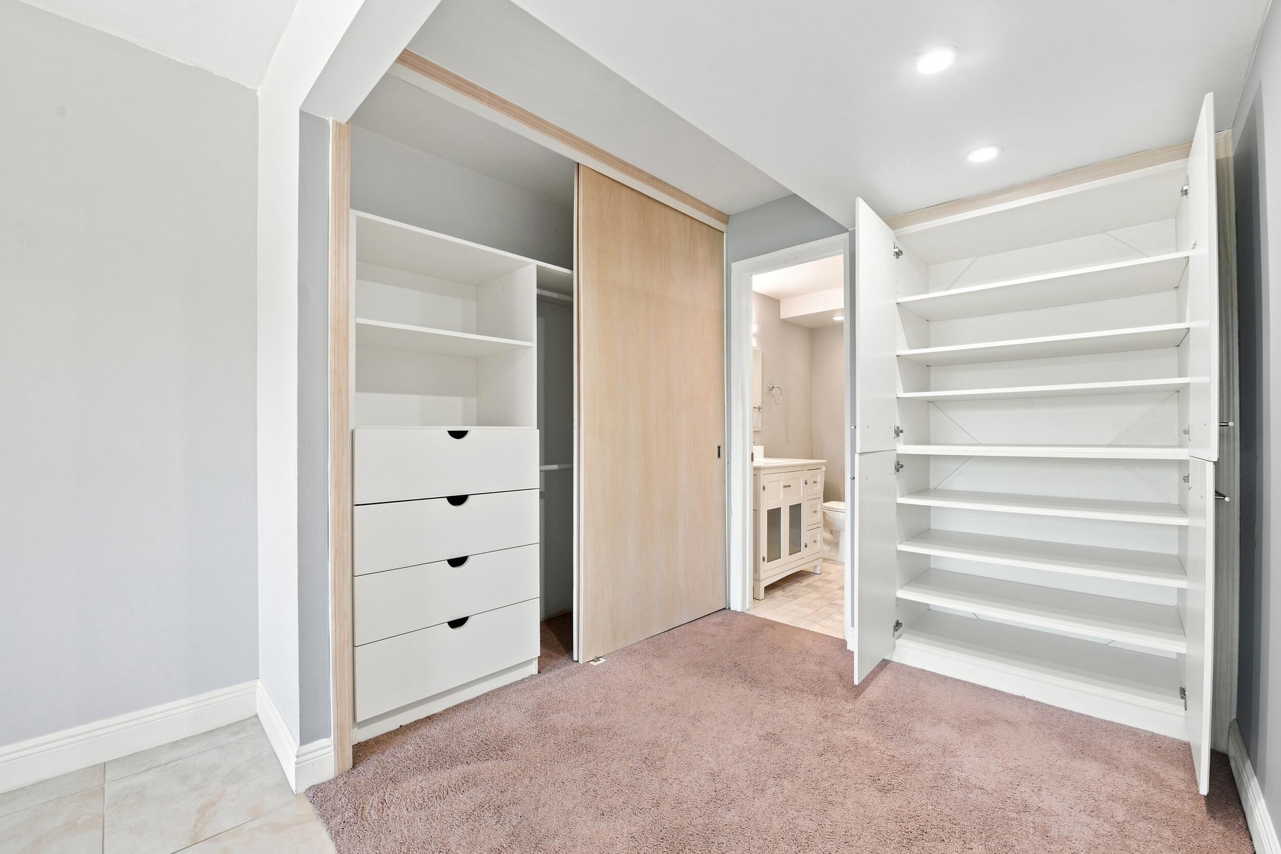 Dedicated dressing area with generous closet space