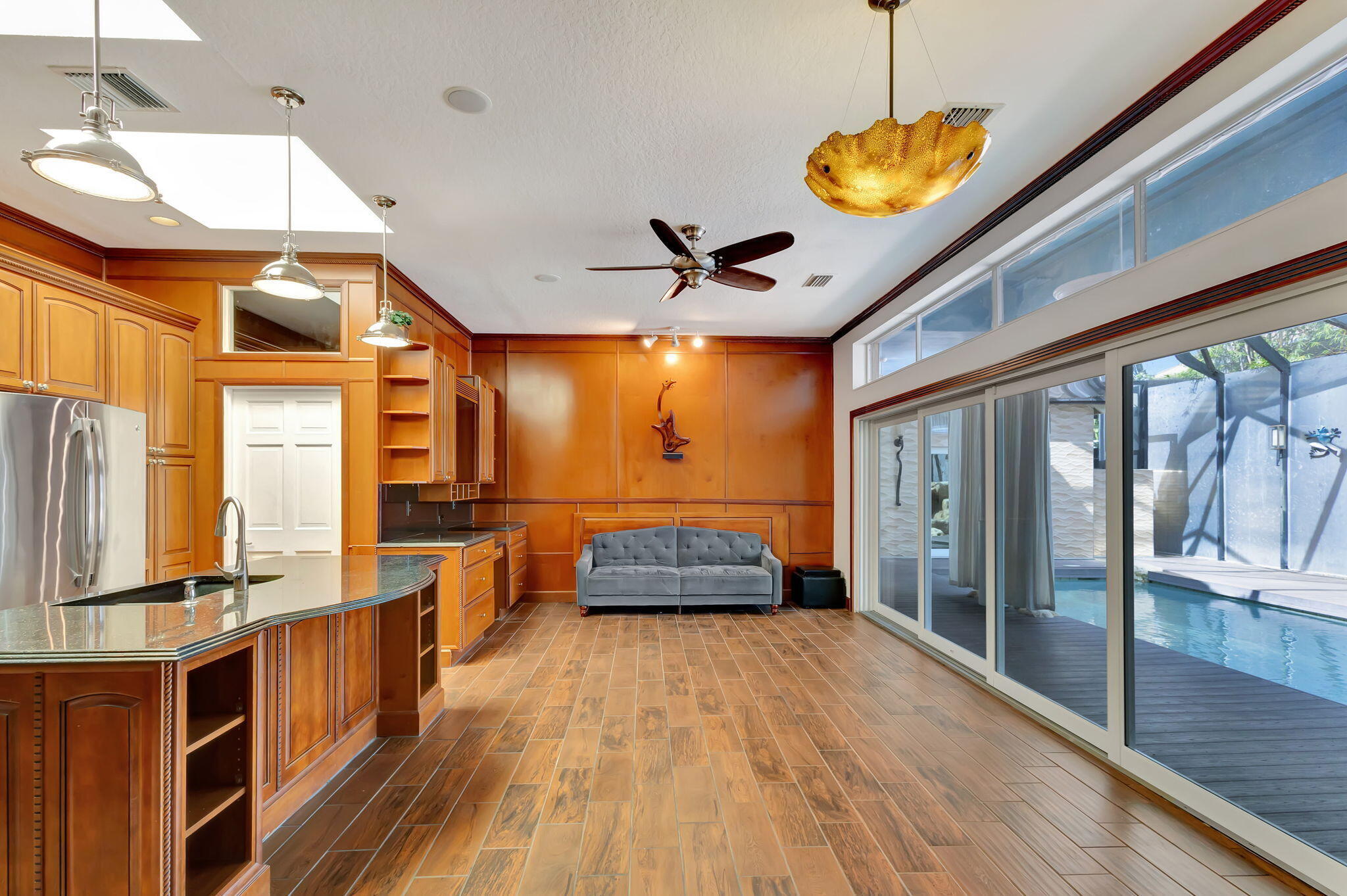 family room and kitchen