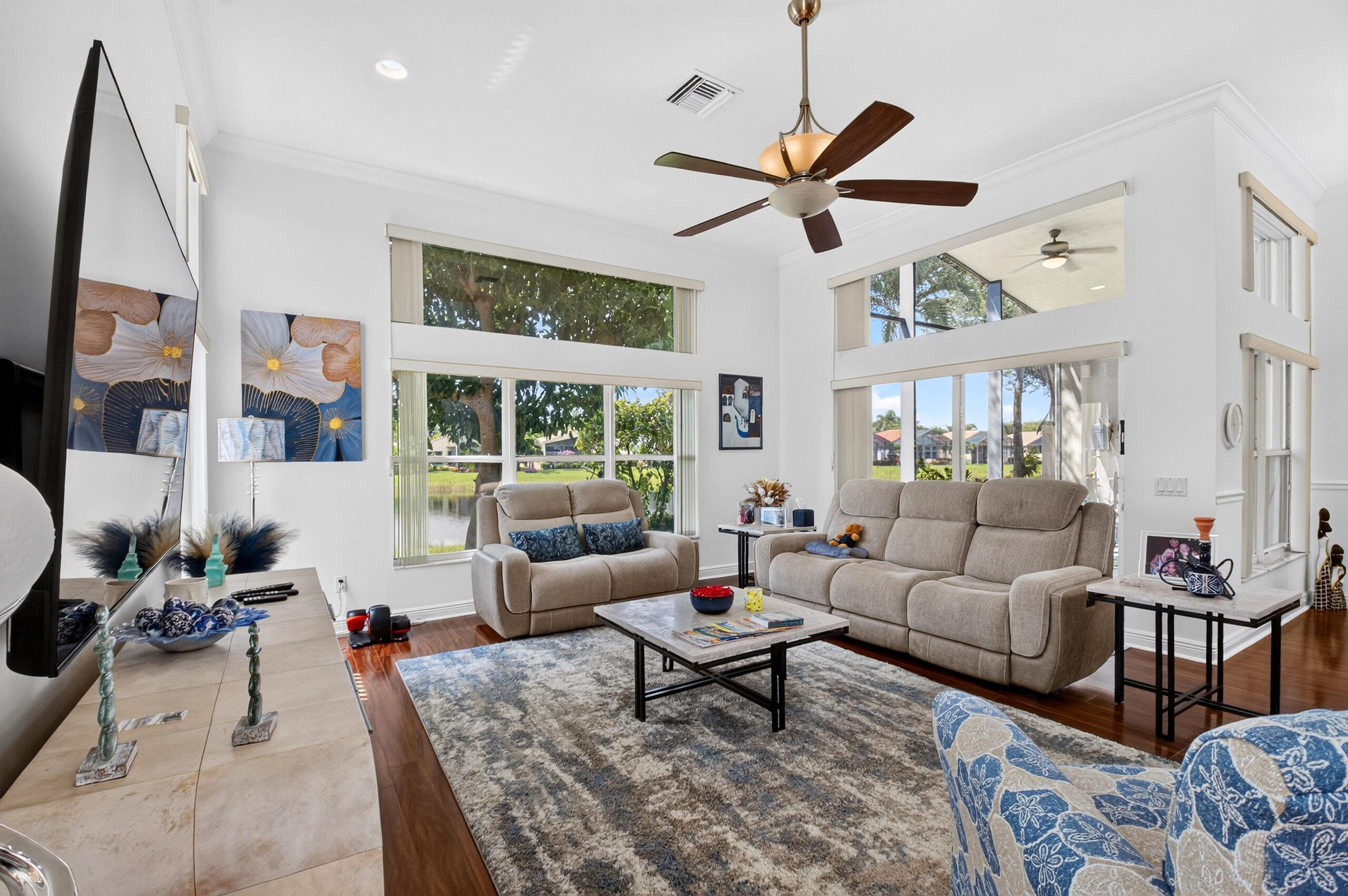 The Family Room flows effortlessly to the screened lanai