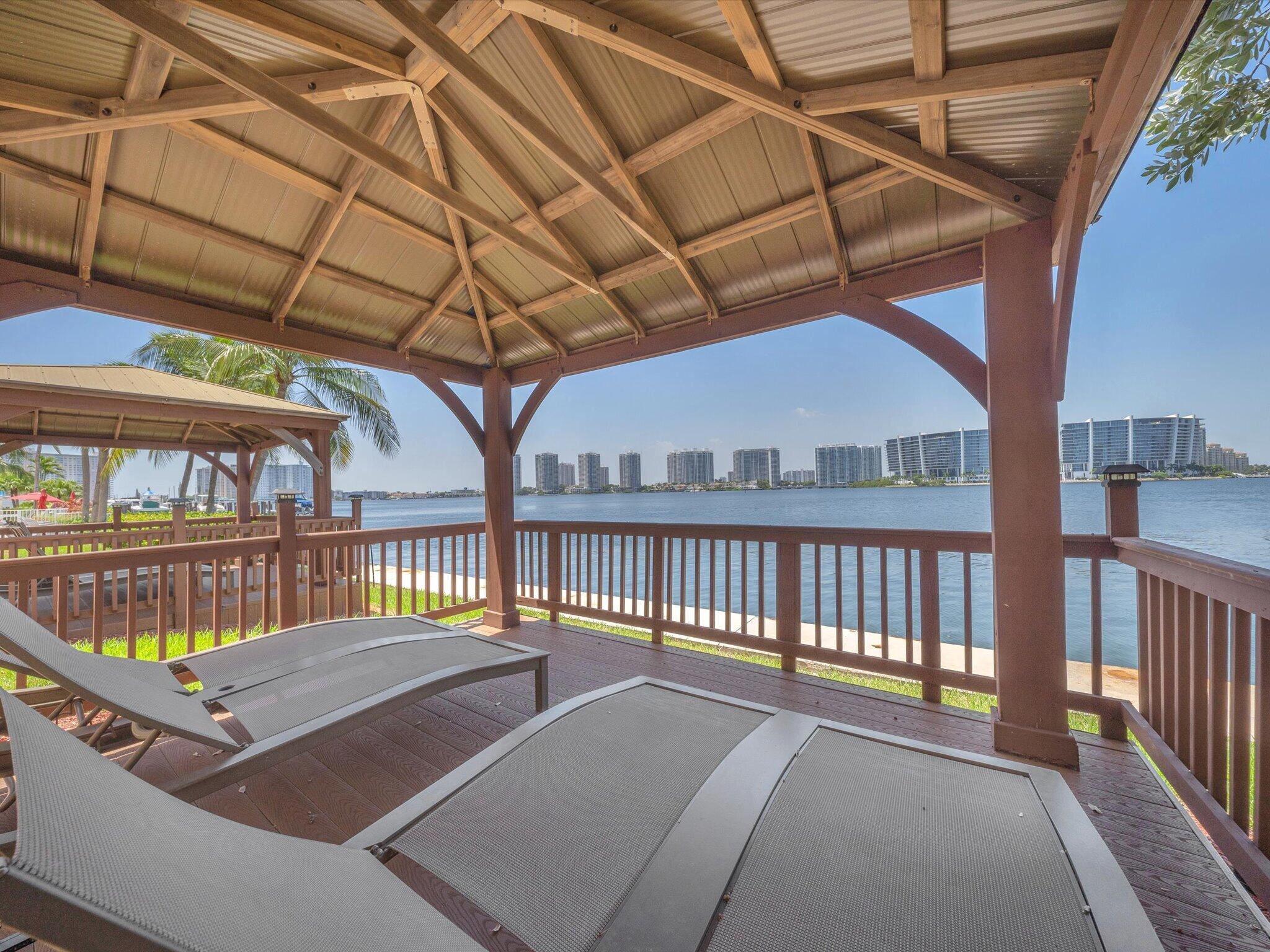 Community gazebo with waterfront view