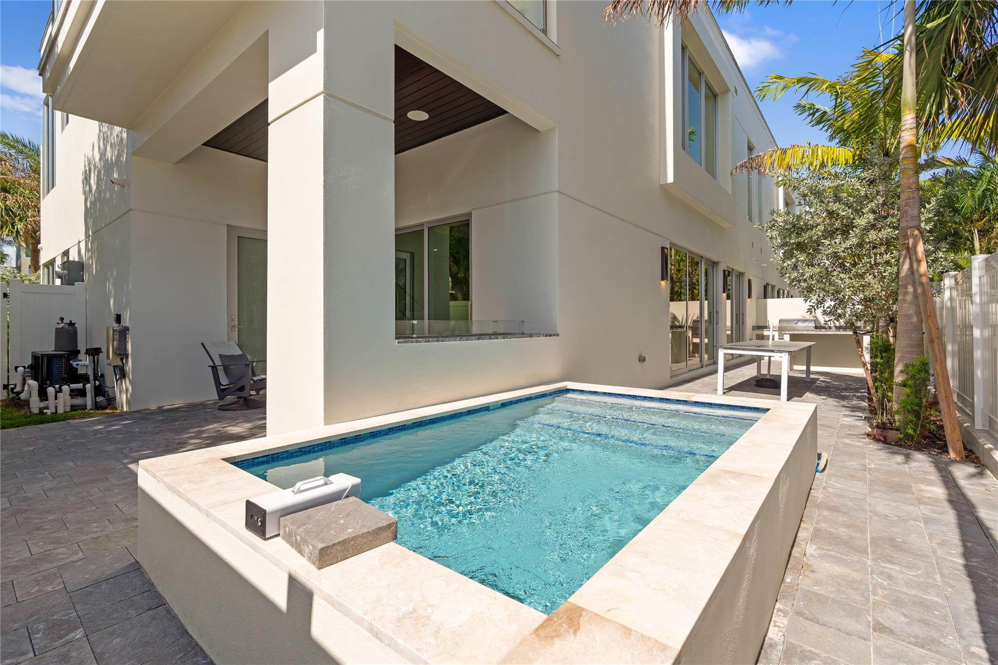 Patio Featuring Private Plunge Pool, Gas Fireplace, Outdoor Kitchen, and more!