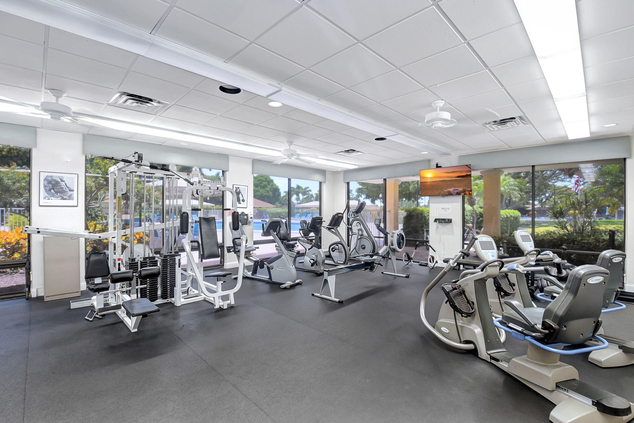 Gym and separate free weight room