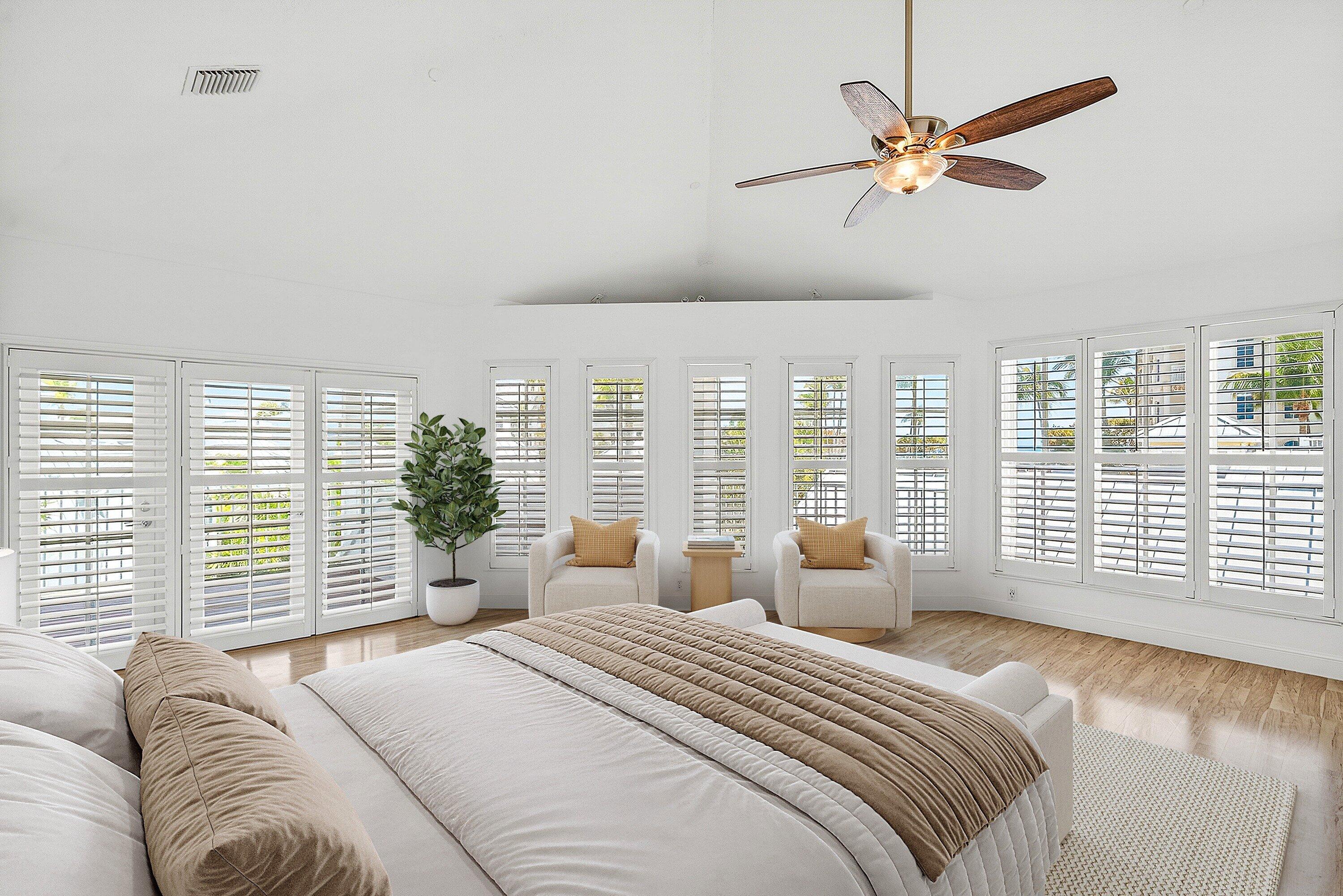 Virtually staged primary suite