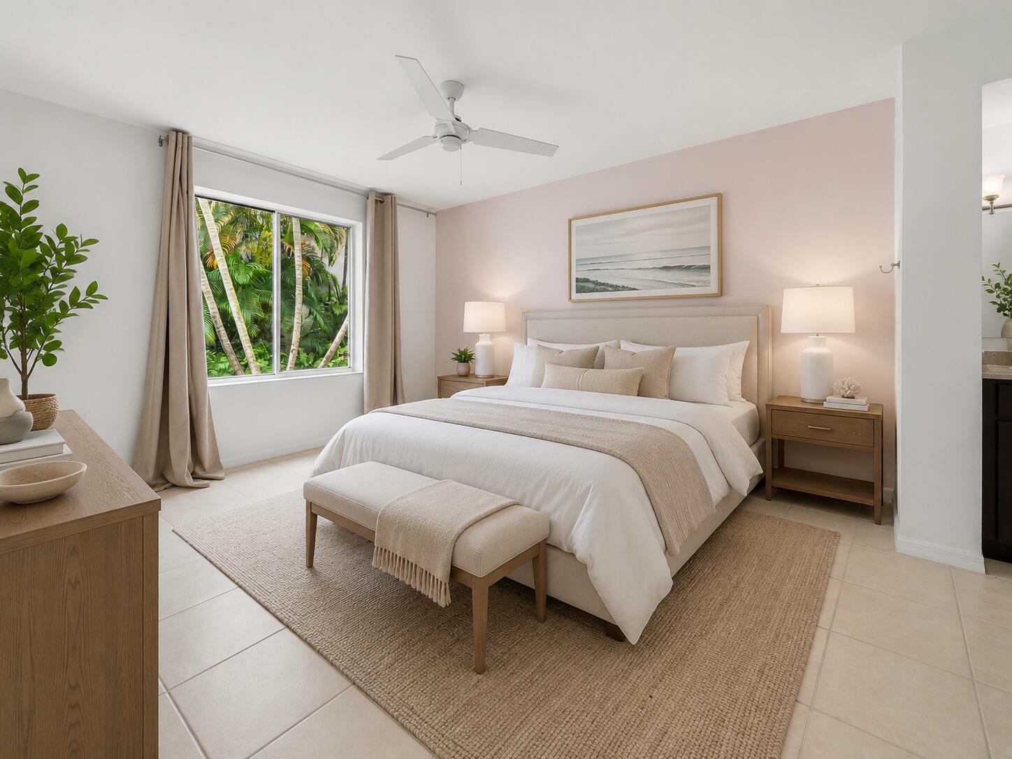 Virtually staged primary bedroom