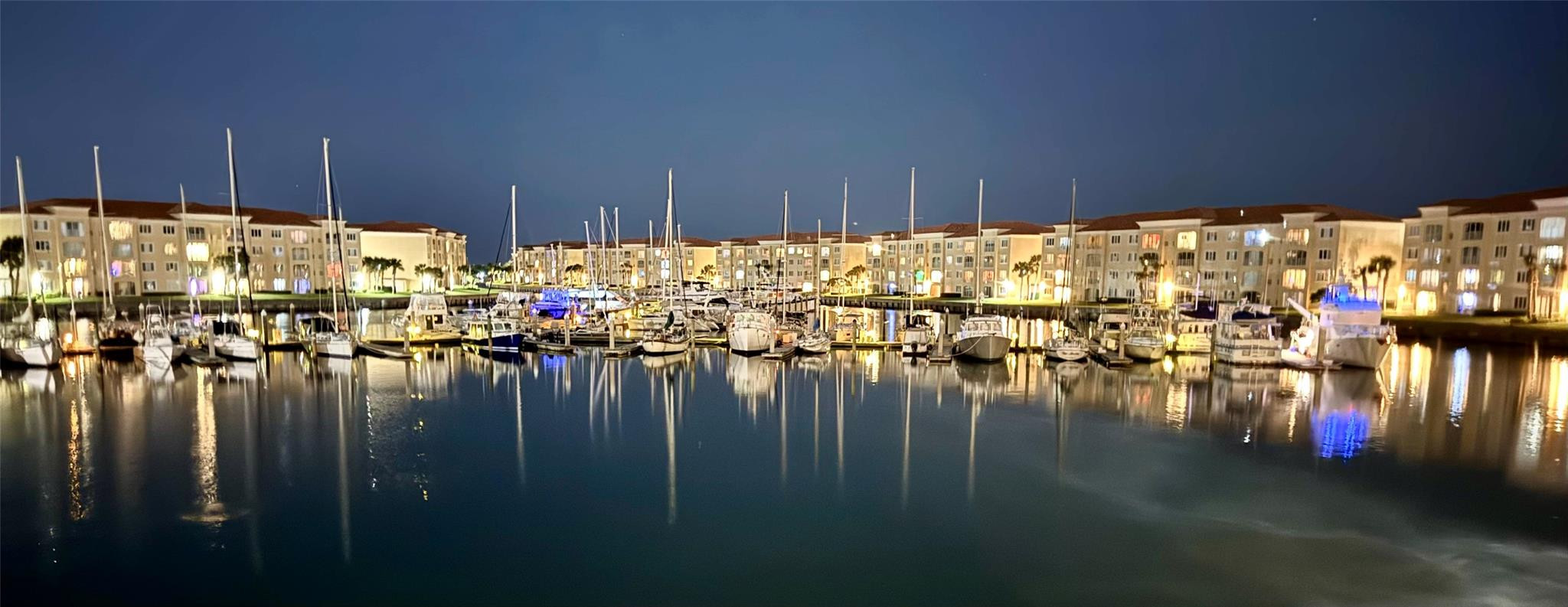 Night view of Harbour Isle Marina.