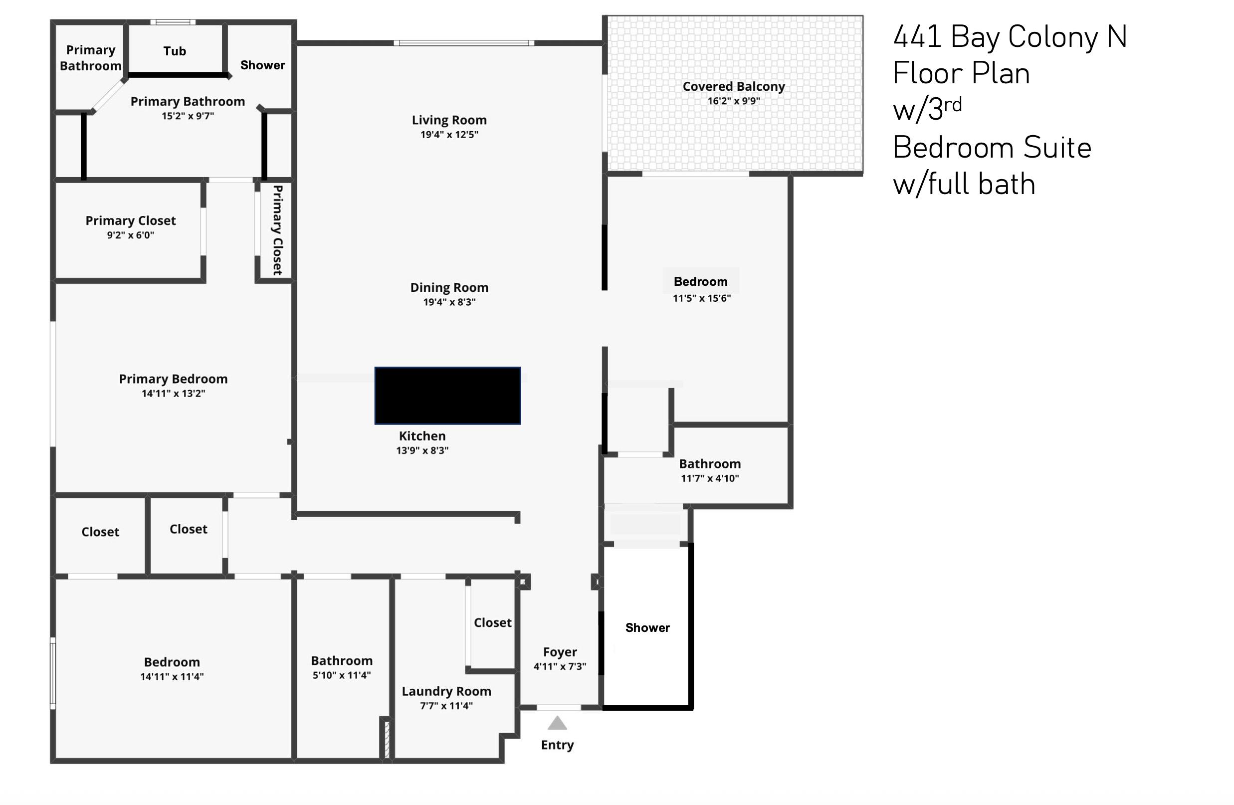 441 Bay Colony Floor Plan w-3rd bed suit