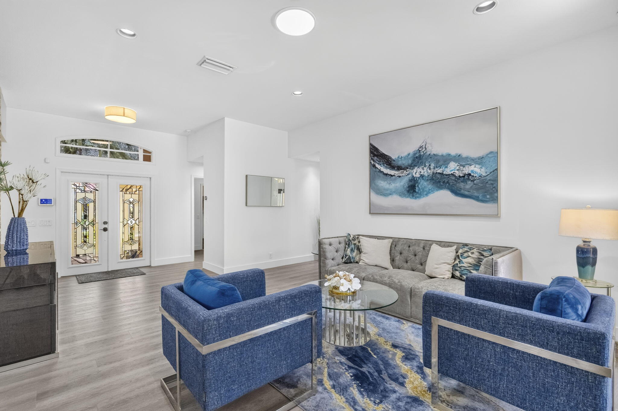 Freshly painted interior, flat finish ceilings.