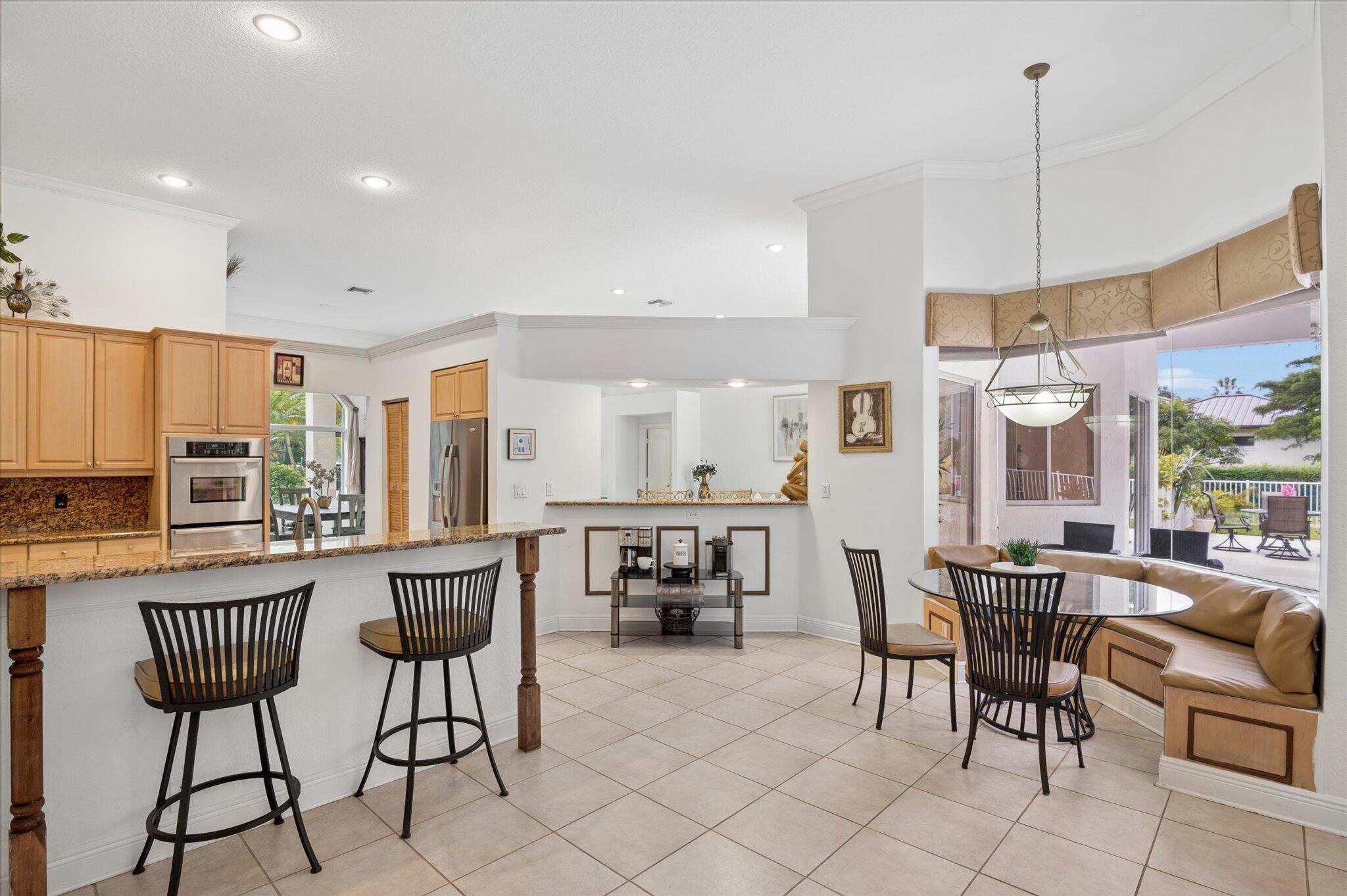 Counter seating and kitchen table area