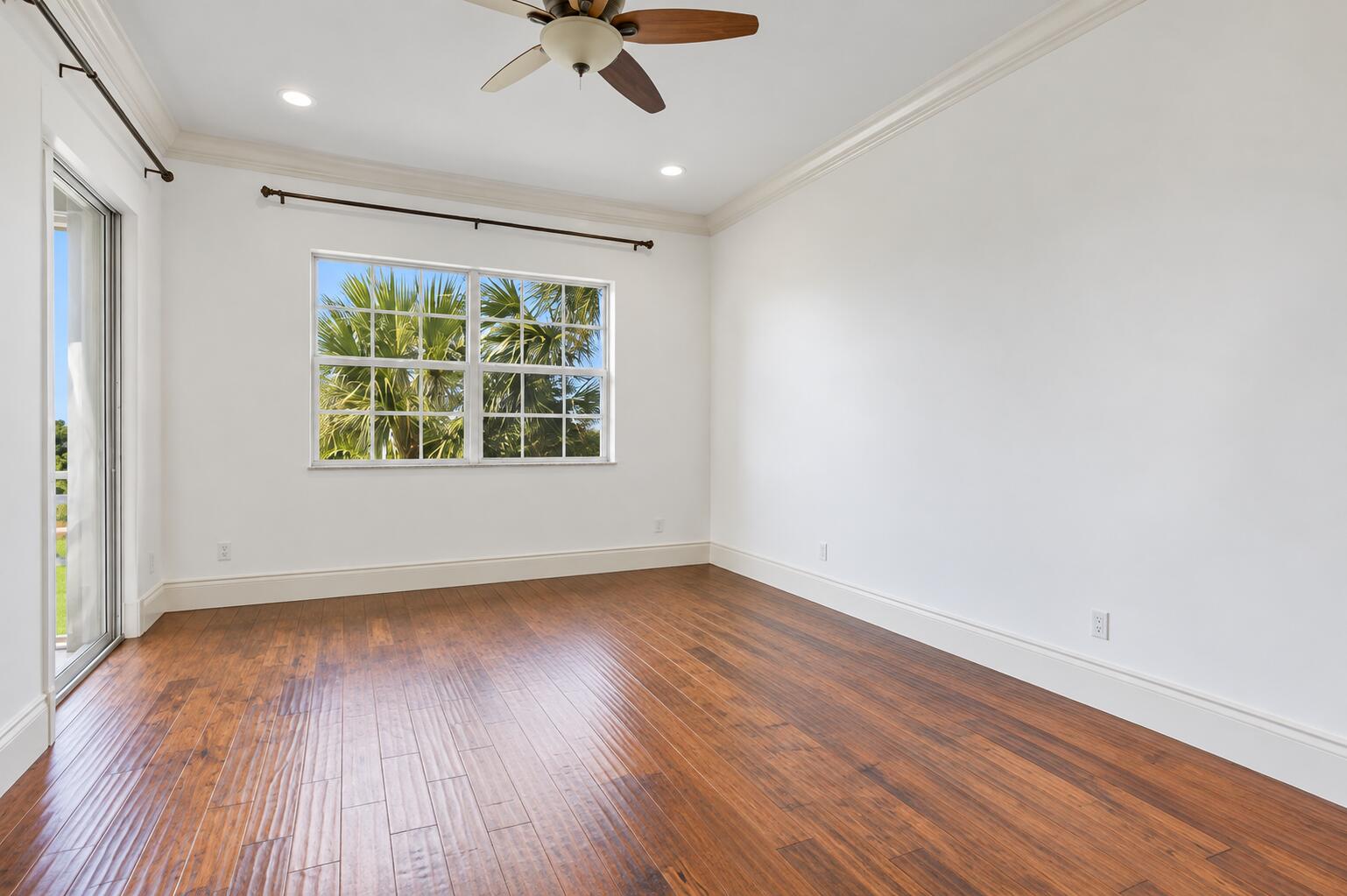 Bright Minimalist Room with Palm Views