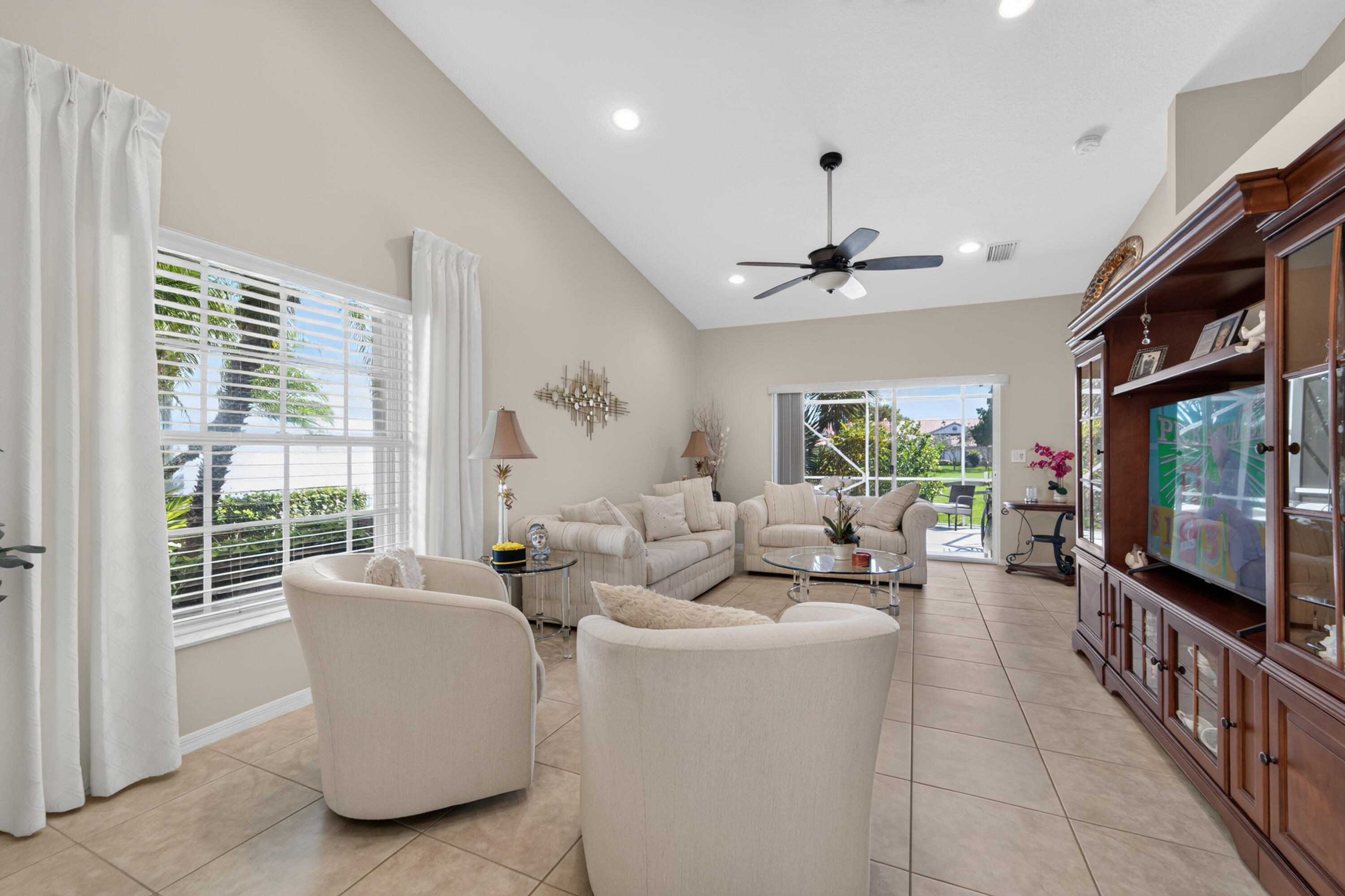 All ceramic flooring, move in ready home, some furnish for sale separately.