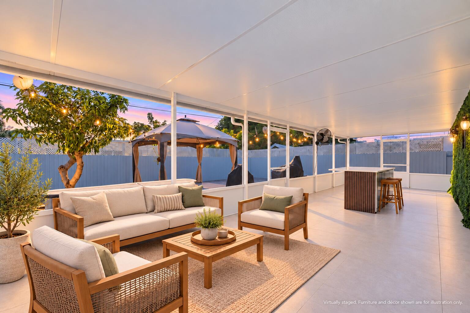Brighter twilight screened patio Brighter twilight screened patio