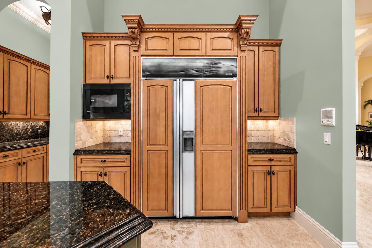 Built-In Refrigerator and Work Spaces