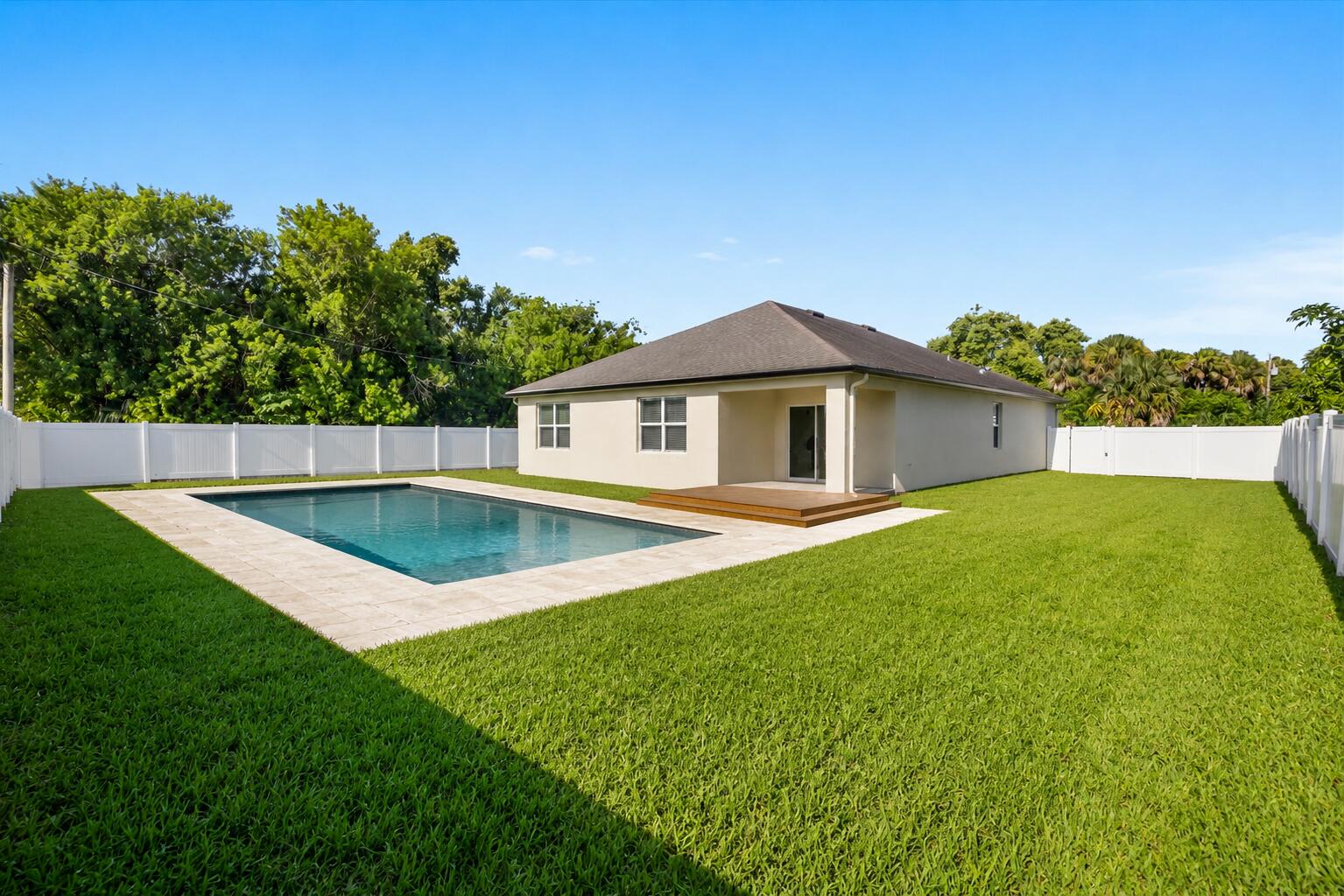 No Pool presently. Image shows what could be done by next owner.