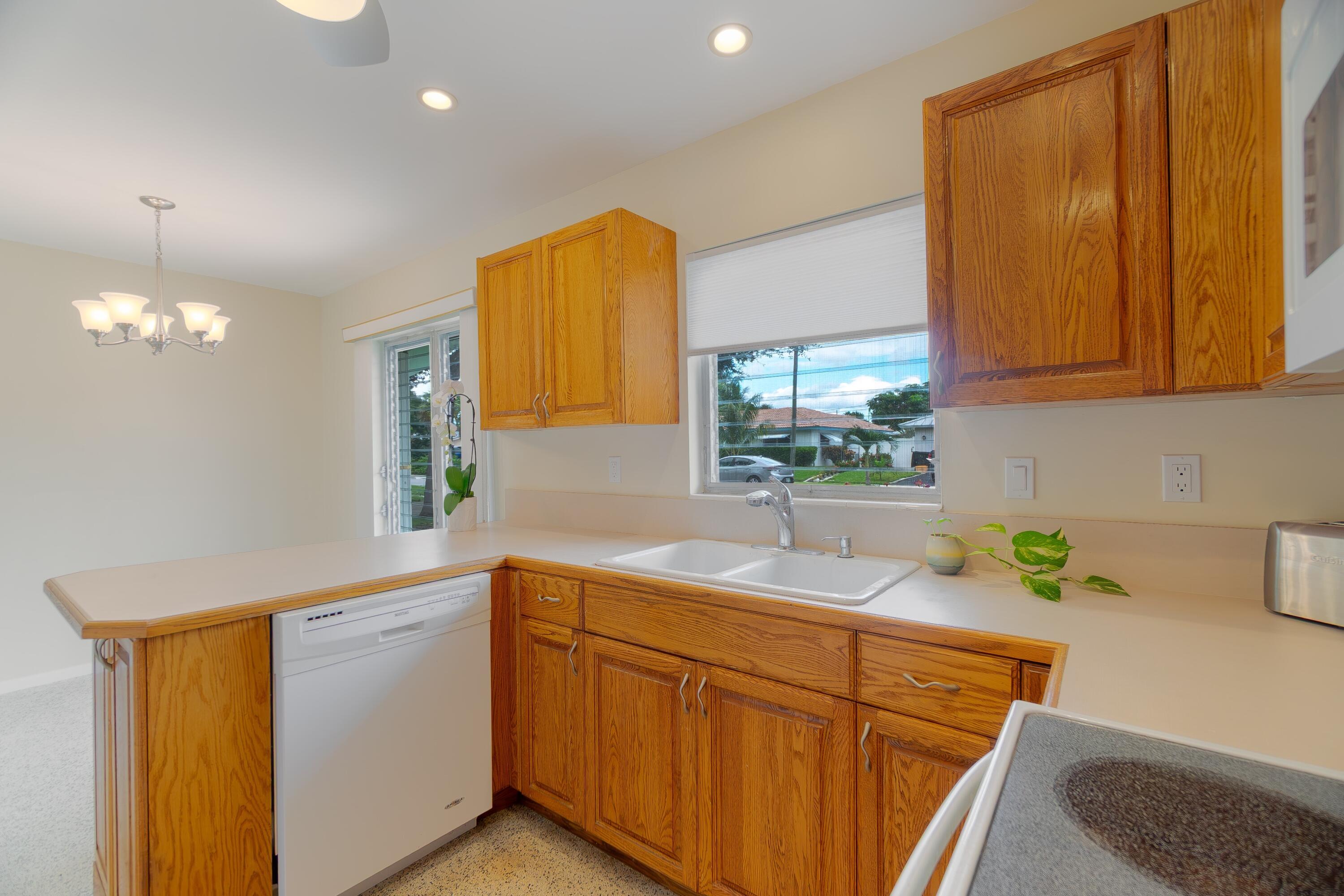 Kitchen open to dining area