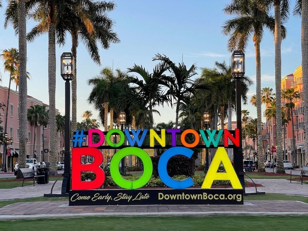 Short drive to Mizner Park restaurants and shops in Downtown Boca