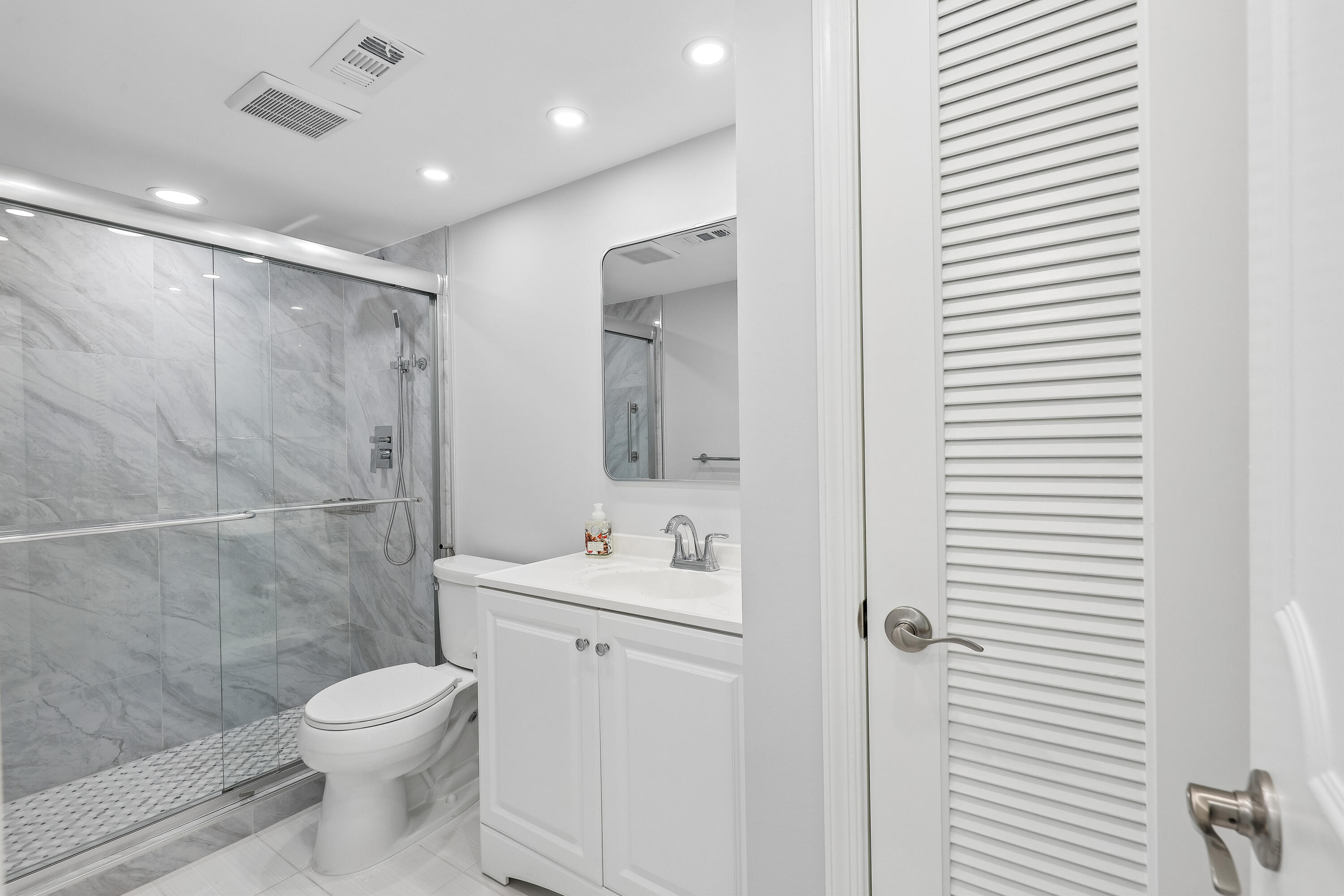 Linen closet in bathroom