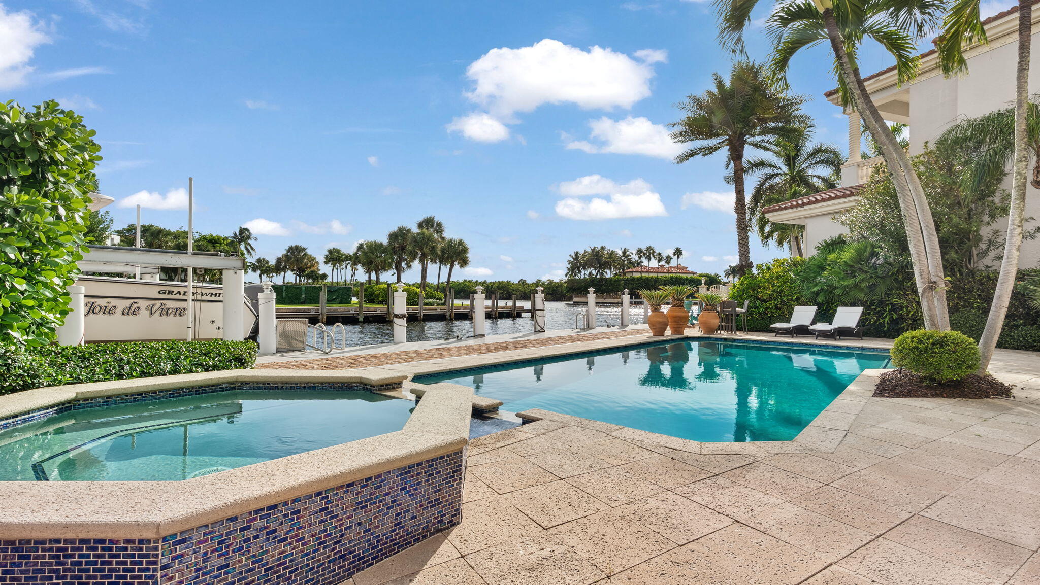 Pool area overlooks intracoastal