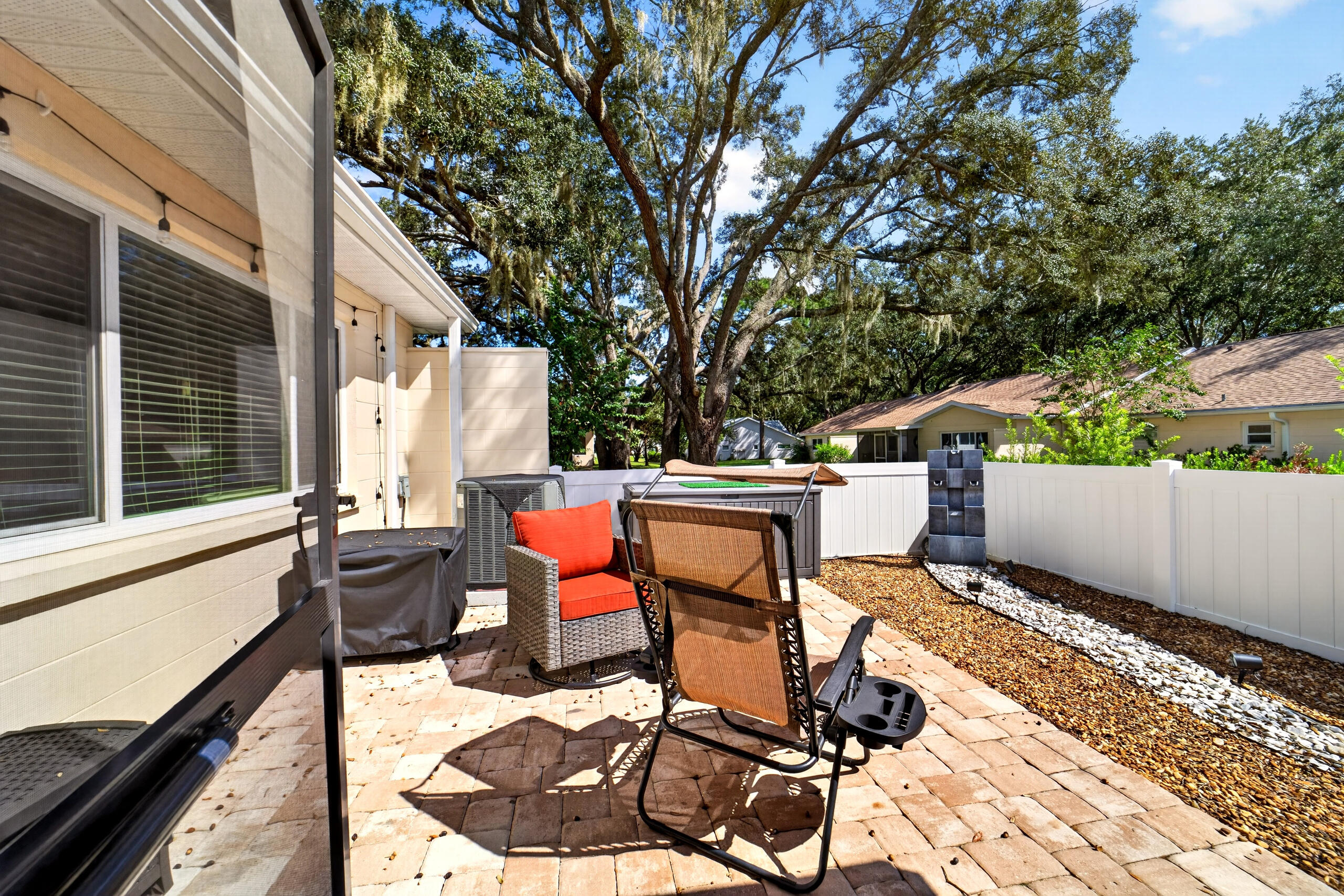 Patio with Pavers and Rocks out Back