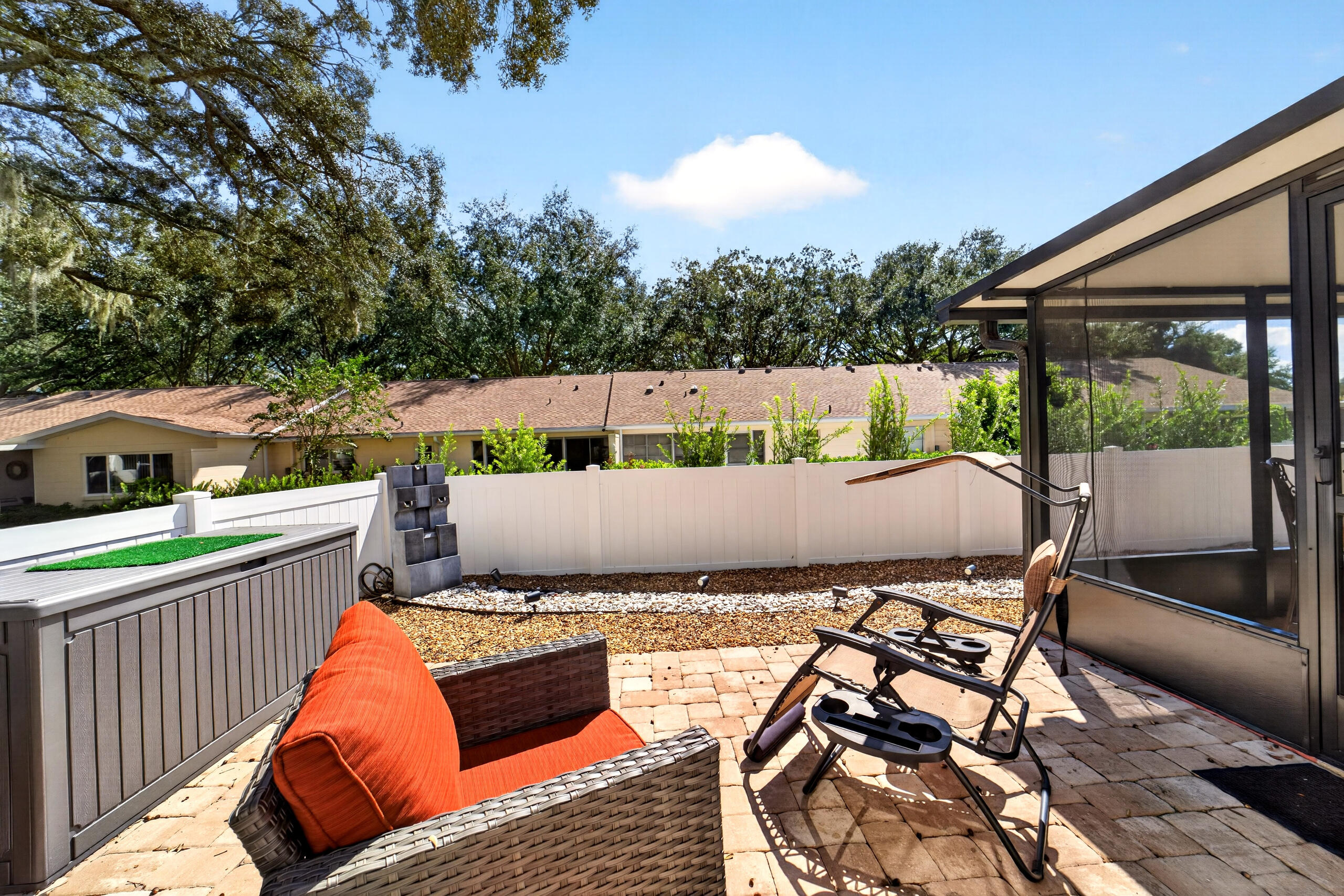 Patio with Pavers and Rocks out Back