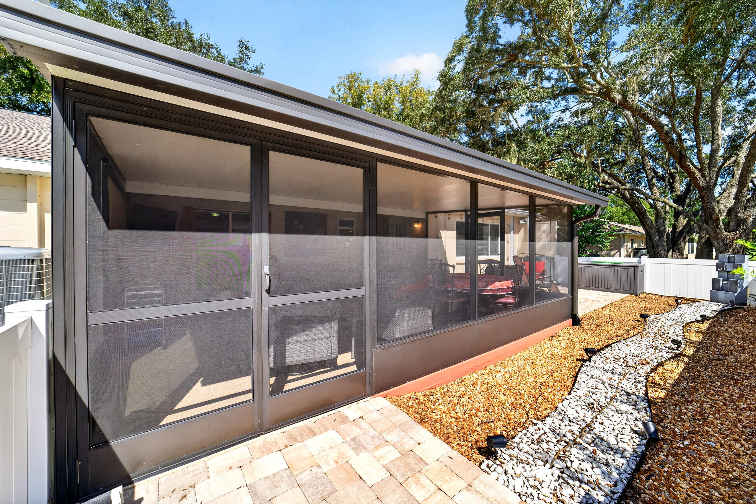 Patio with Pavers and Rocks out Back
