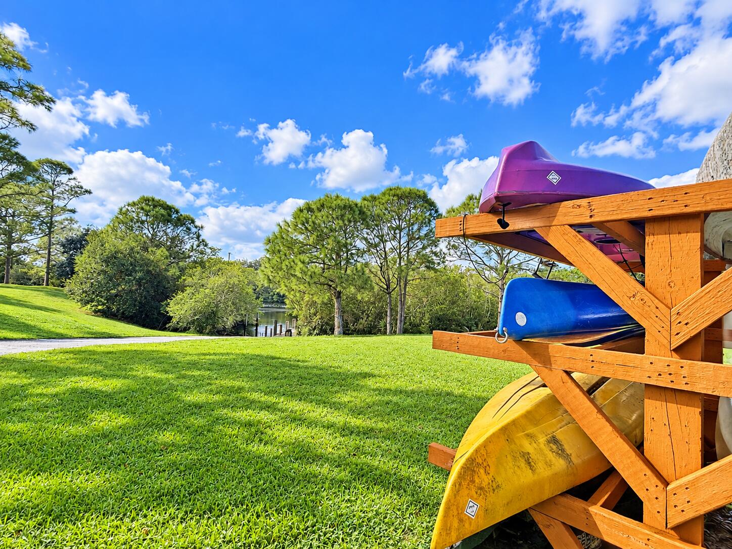 Sunny Lakeside Kayak Rack