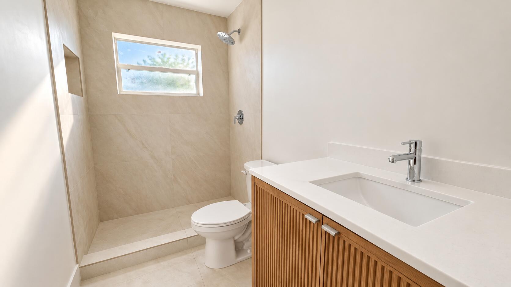 Minimalist Beige Spa Bathroom