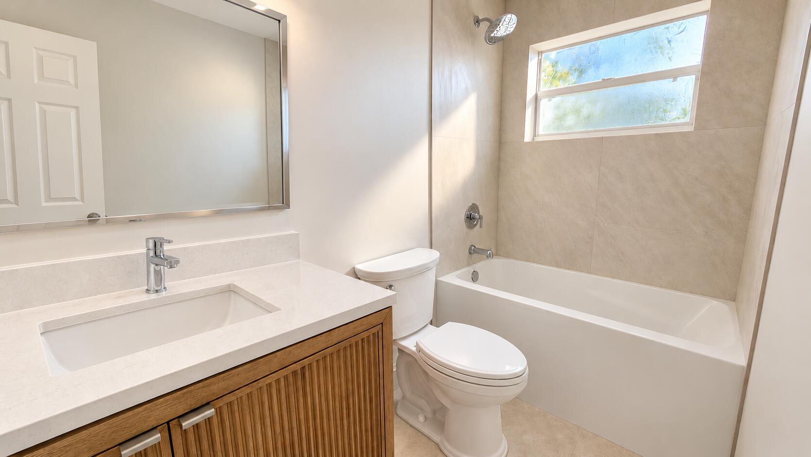 Modern Minimalist Bathroom with Rain Sho