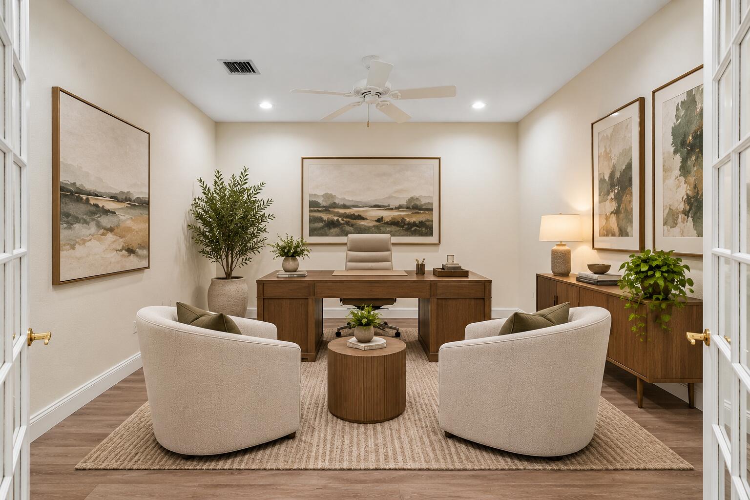 Elegant Neutral Home Office Retreat