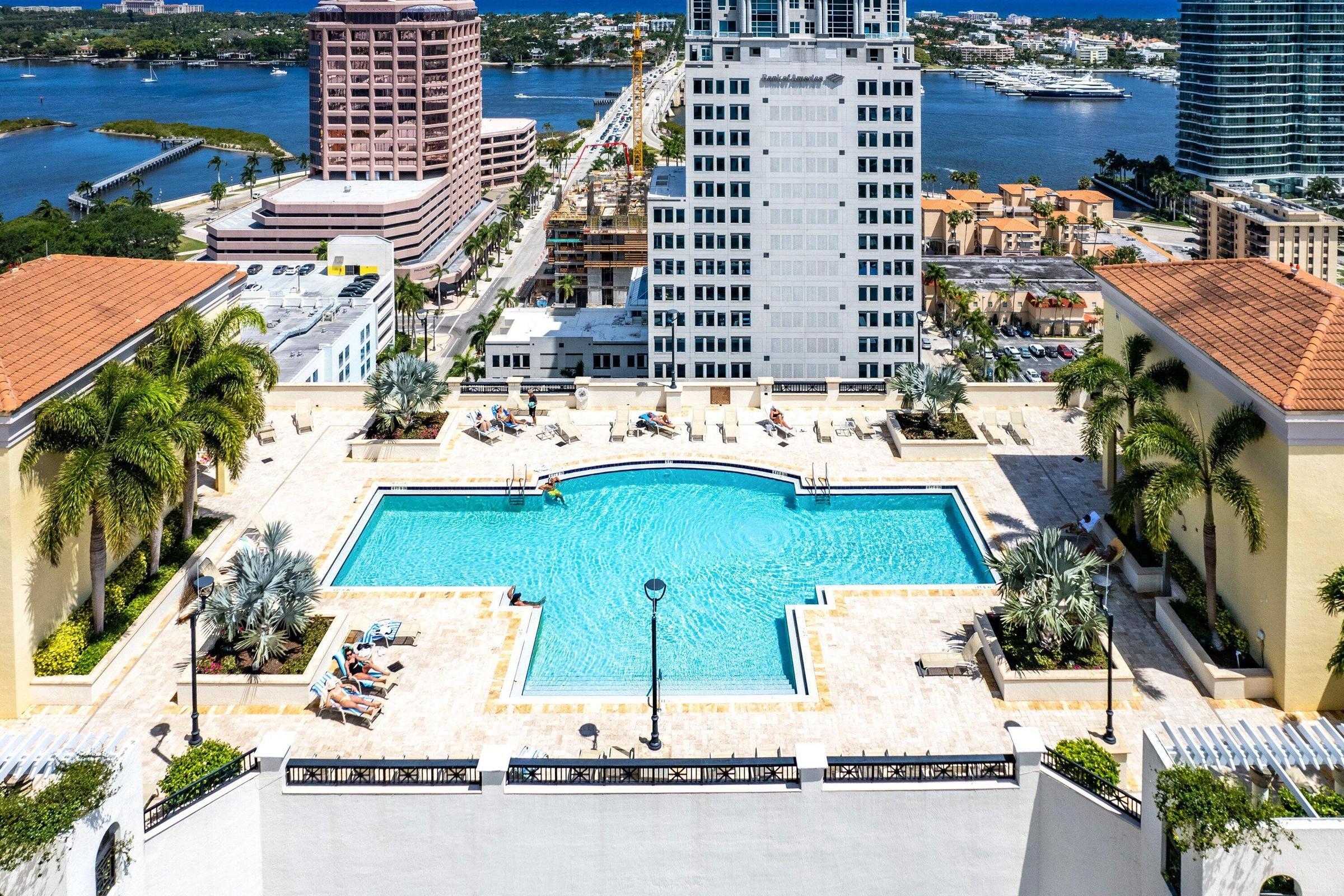 Rooftop Pool Overlooking Intracoastal & Palm Beach island.