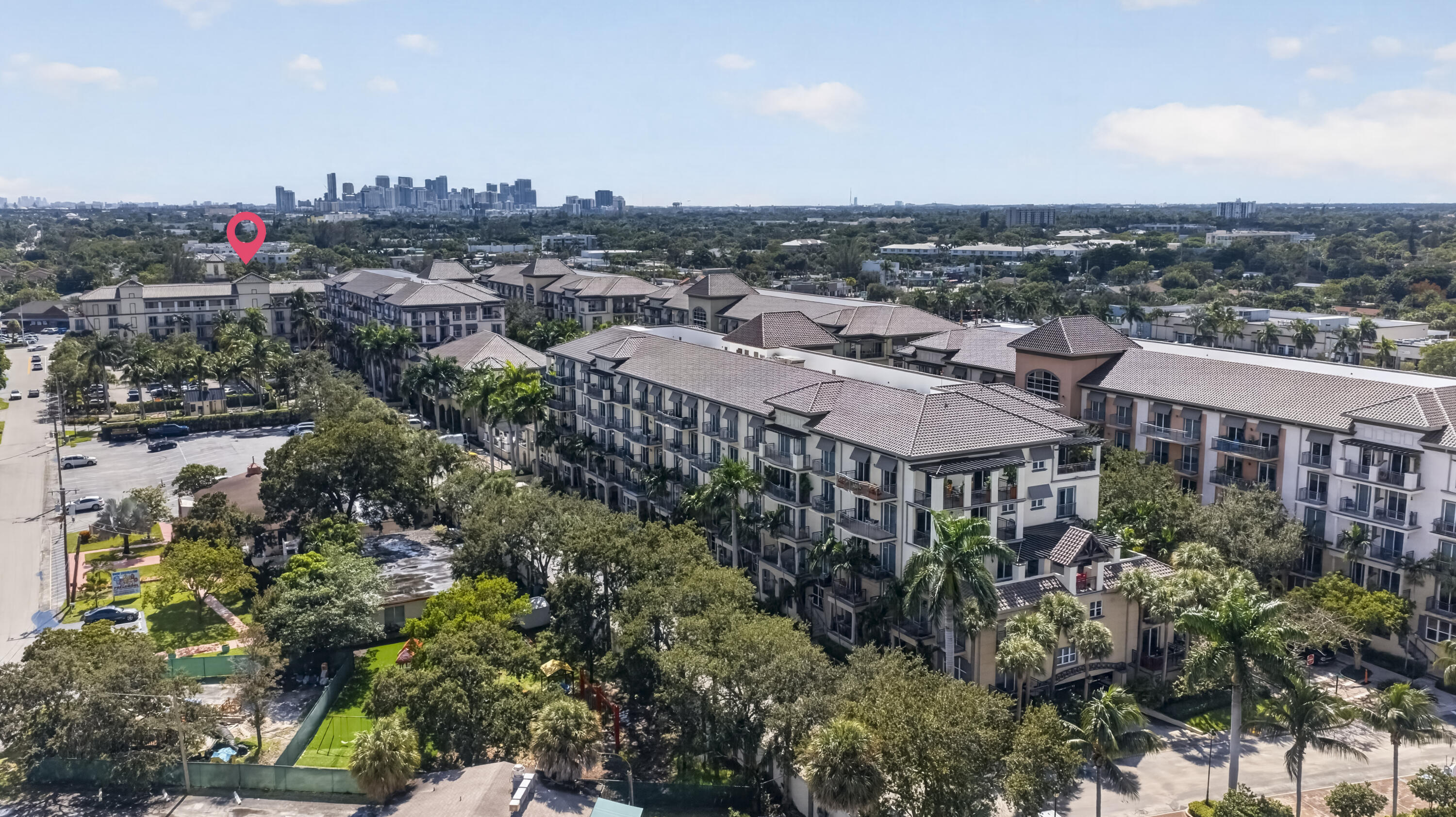 Areal view of Wilton Station with Downtown FTL in background