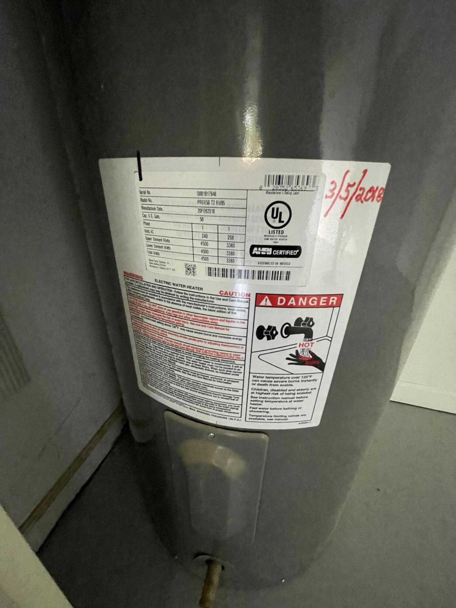Water Heater February 20, 2018
