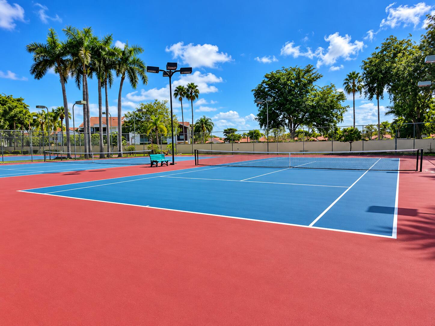 Vibrant Tropical Tennis Court Complex