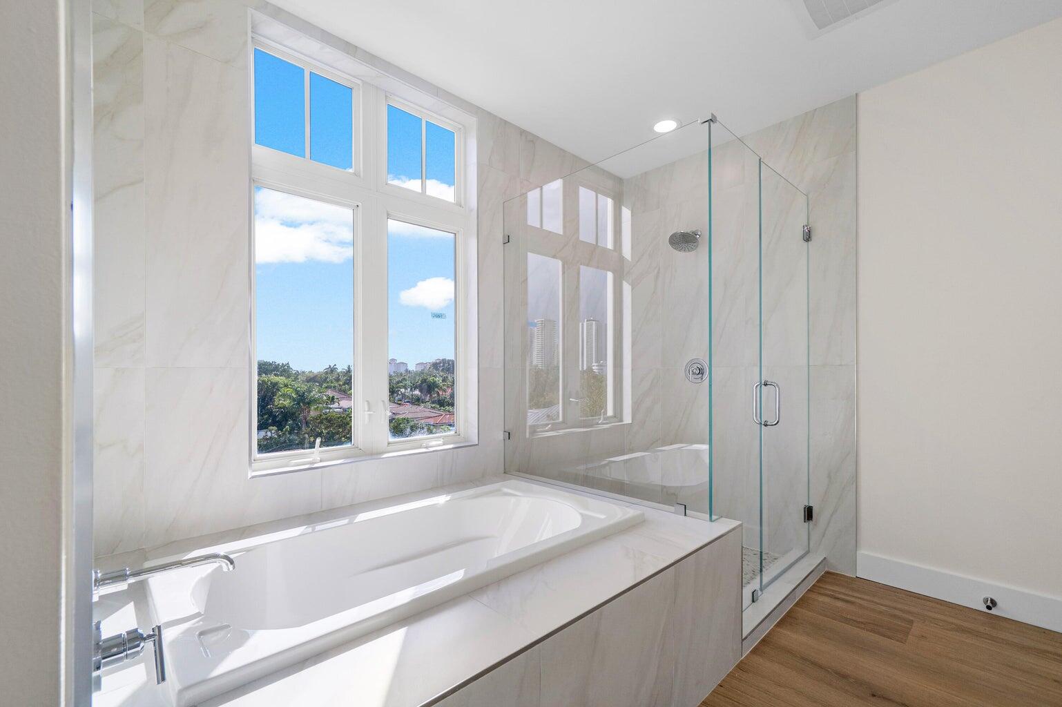 Spacious bathrooms; 2 full bathrooms + a powder bathroom