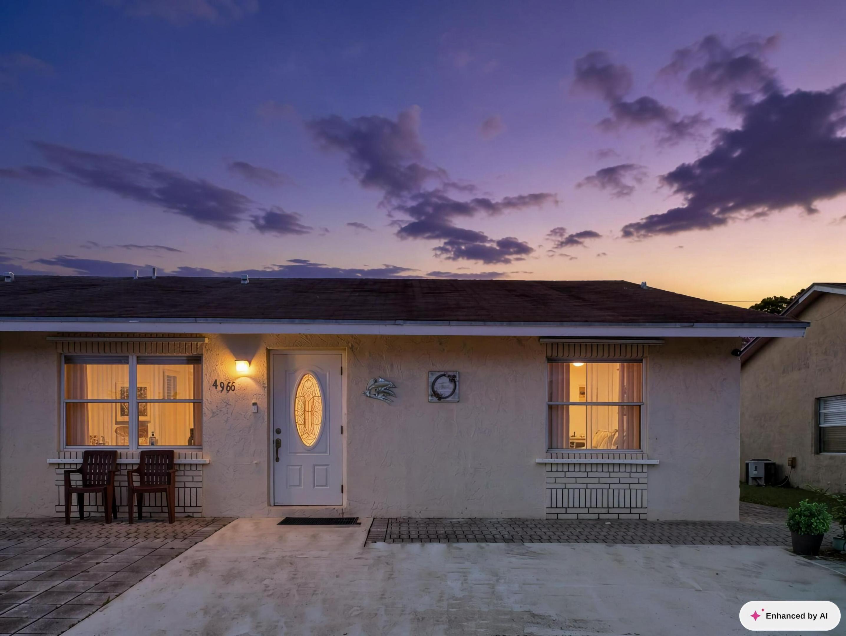 This image has been Ai Edited to illustrate the property's Dusk or Twilight View