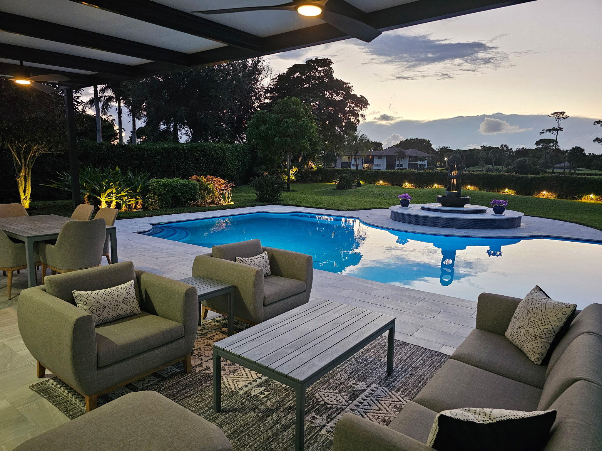 Night Shot Pergola Pool