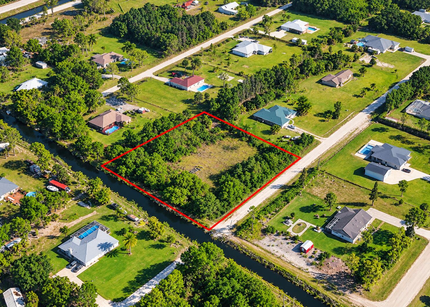 Red-Outlined Vacant Lot Aerial View
