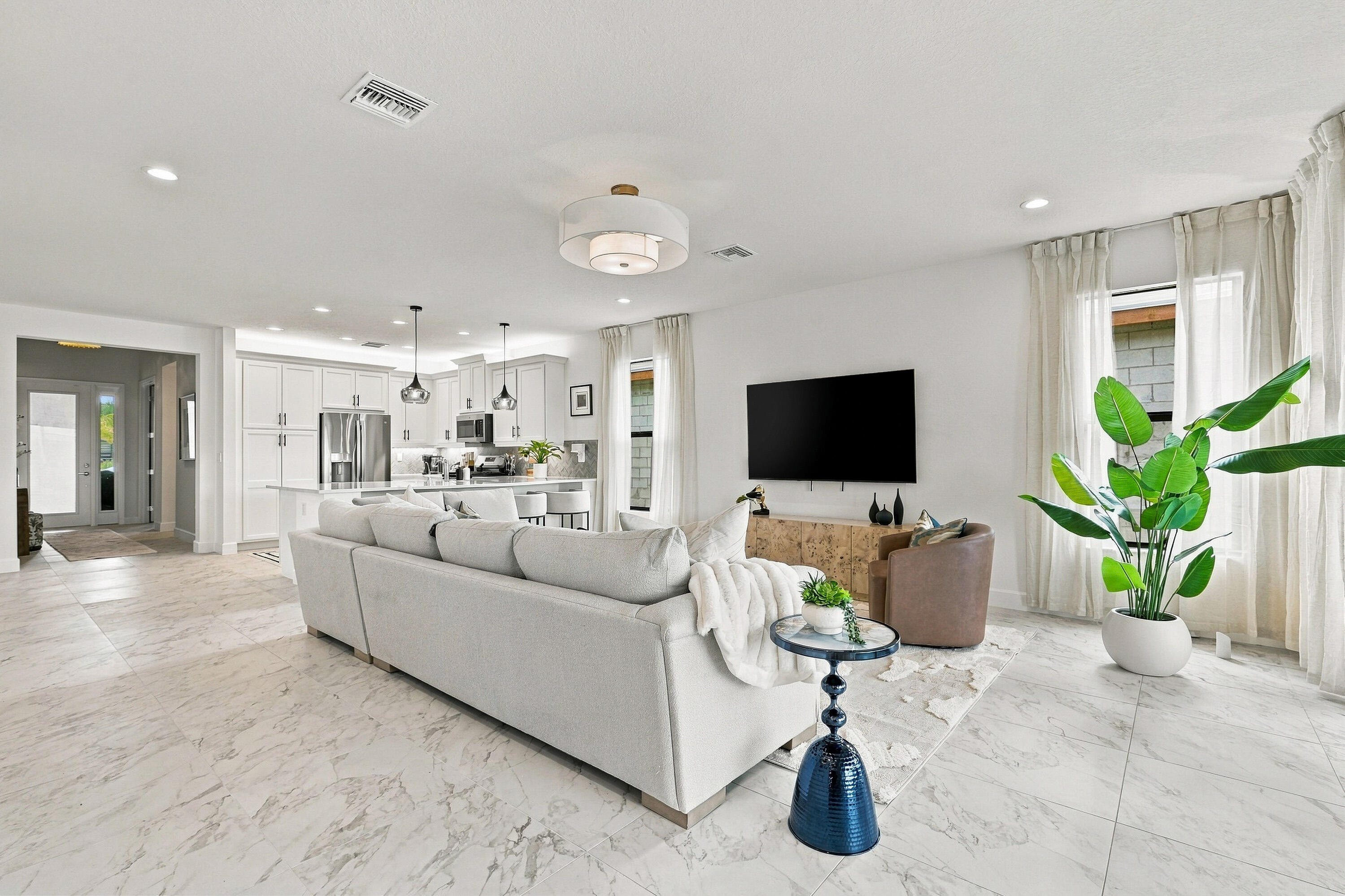 Living area and Kitchen views