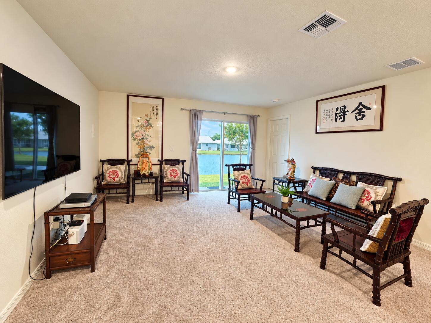 Living room with water view