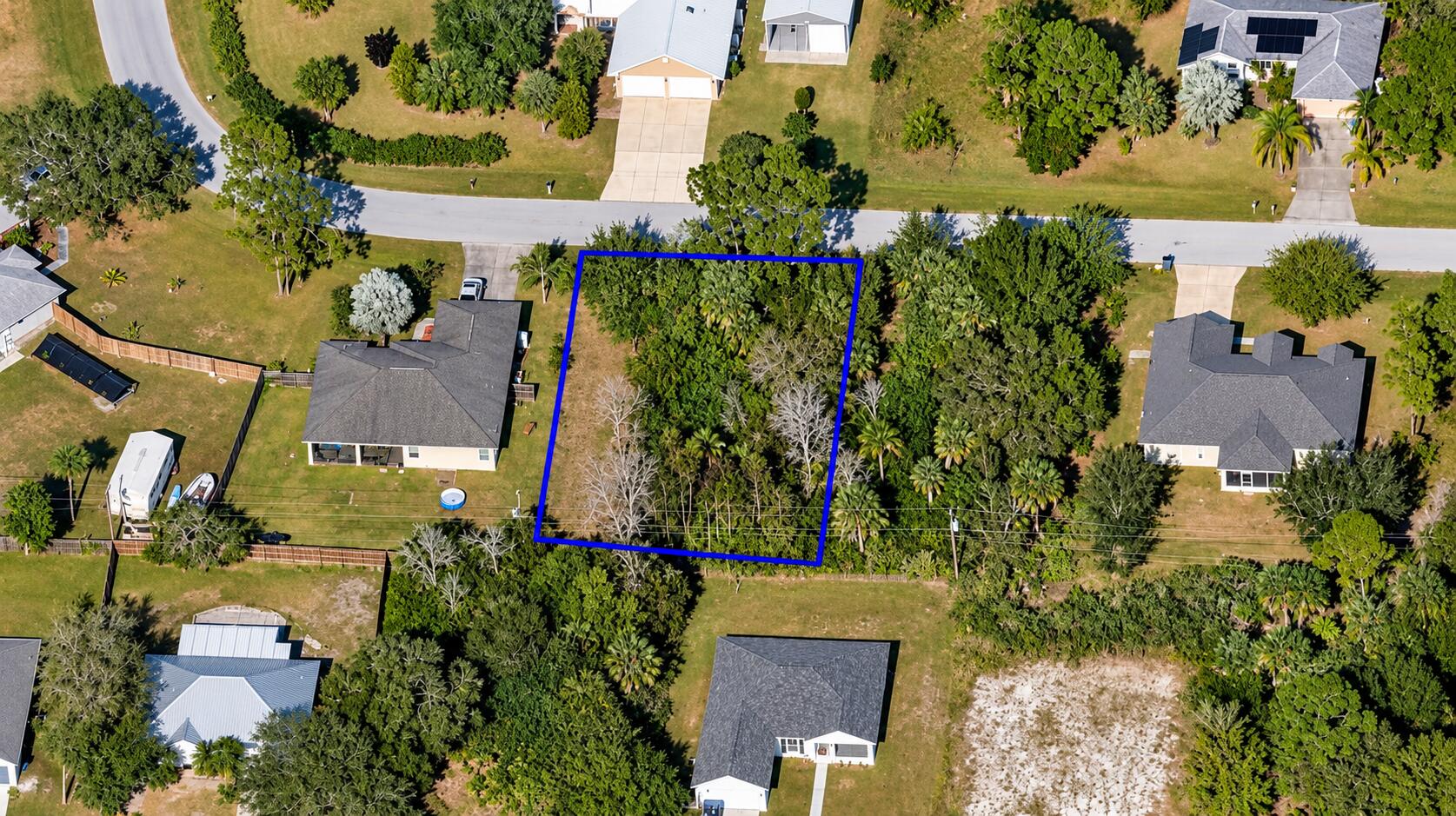 Aerial View of Blue-Outlined Woodland Lo