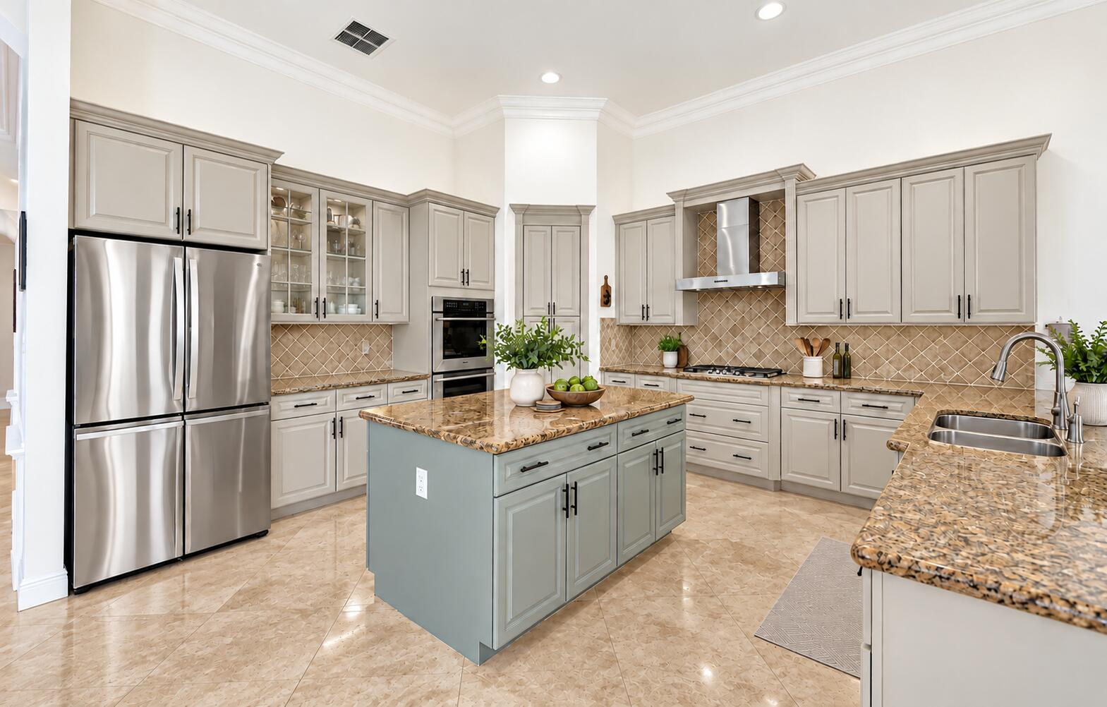 Large kitchen with new SS appliances and gas range